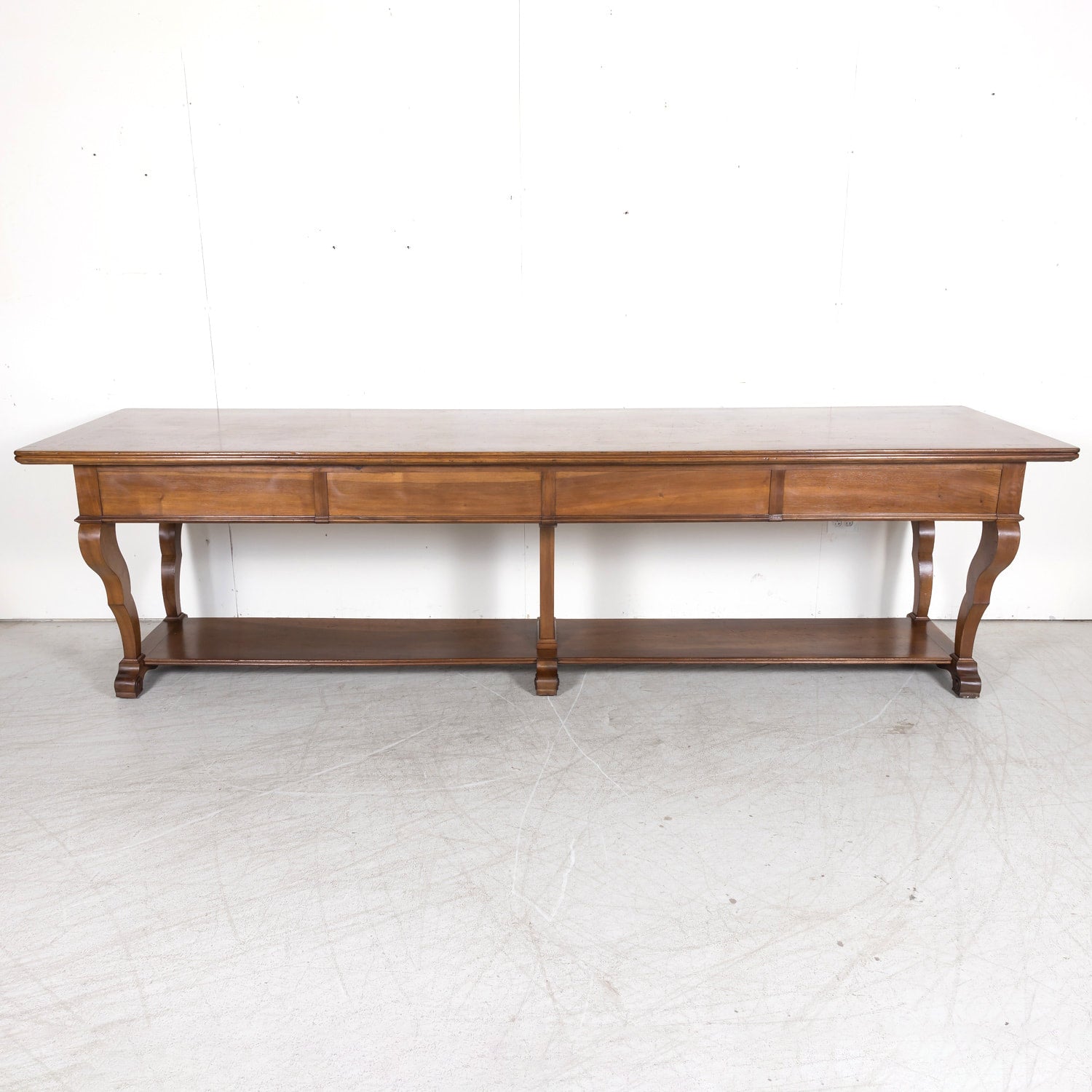Grand 18th Century French Directoire Period Walnut Draper's Table with Marquetry Band