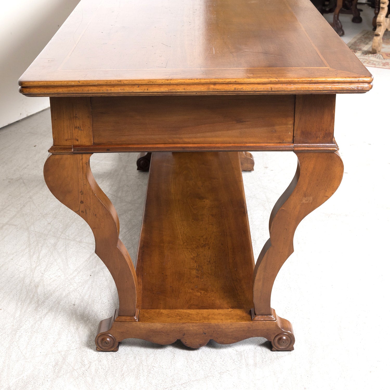 Grand 18th Century French Directoire Period Walnut Draper's Table with Marquetry Band