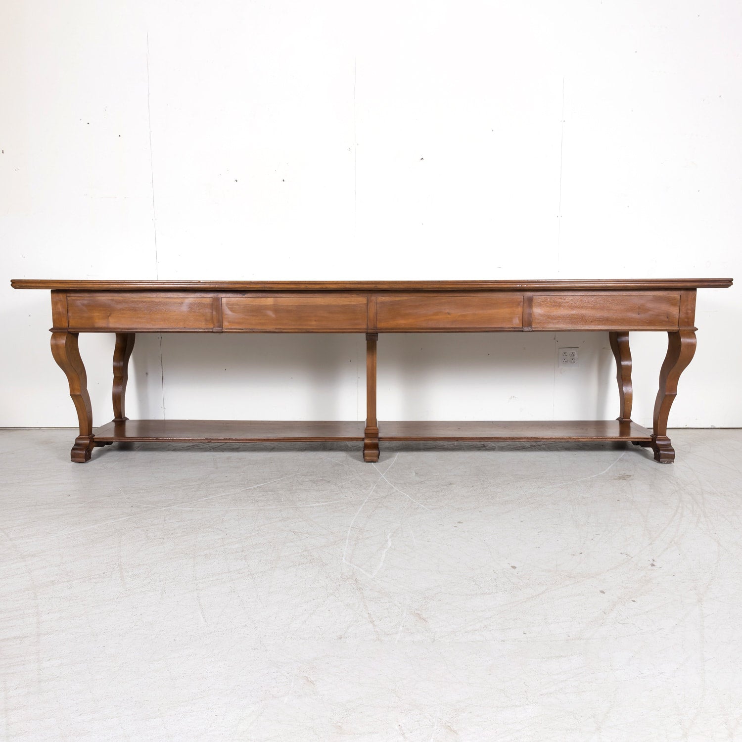 Grand 18th Century French Directoire Period Walnut Draper's Table with Marquetry Band