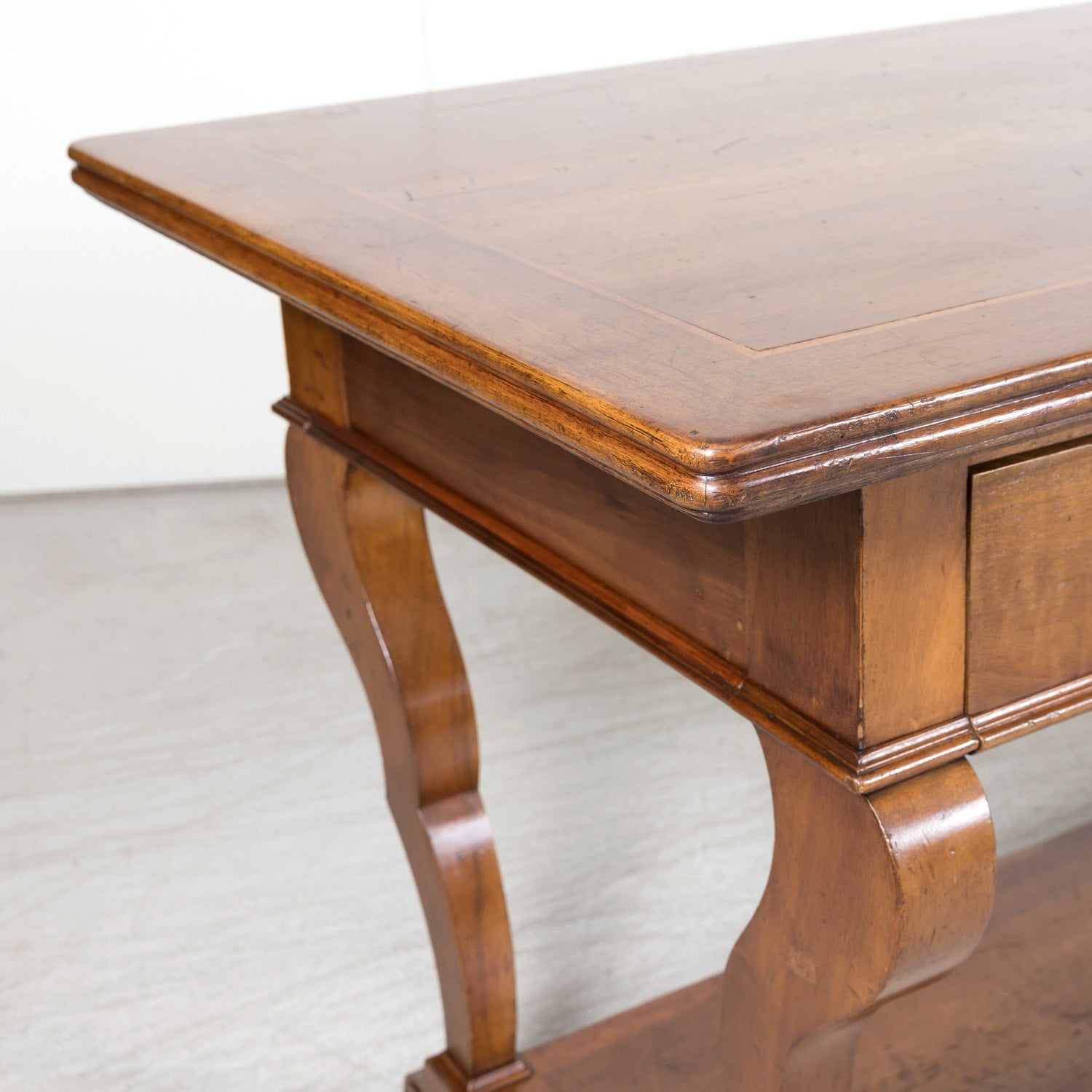 Grand 18th Century French Directoire Period Walnut Draper's Table with Marquetry Band