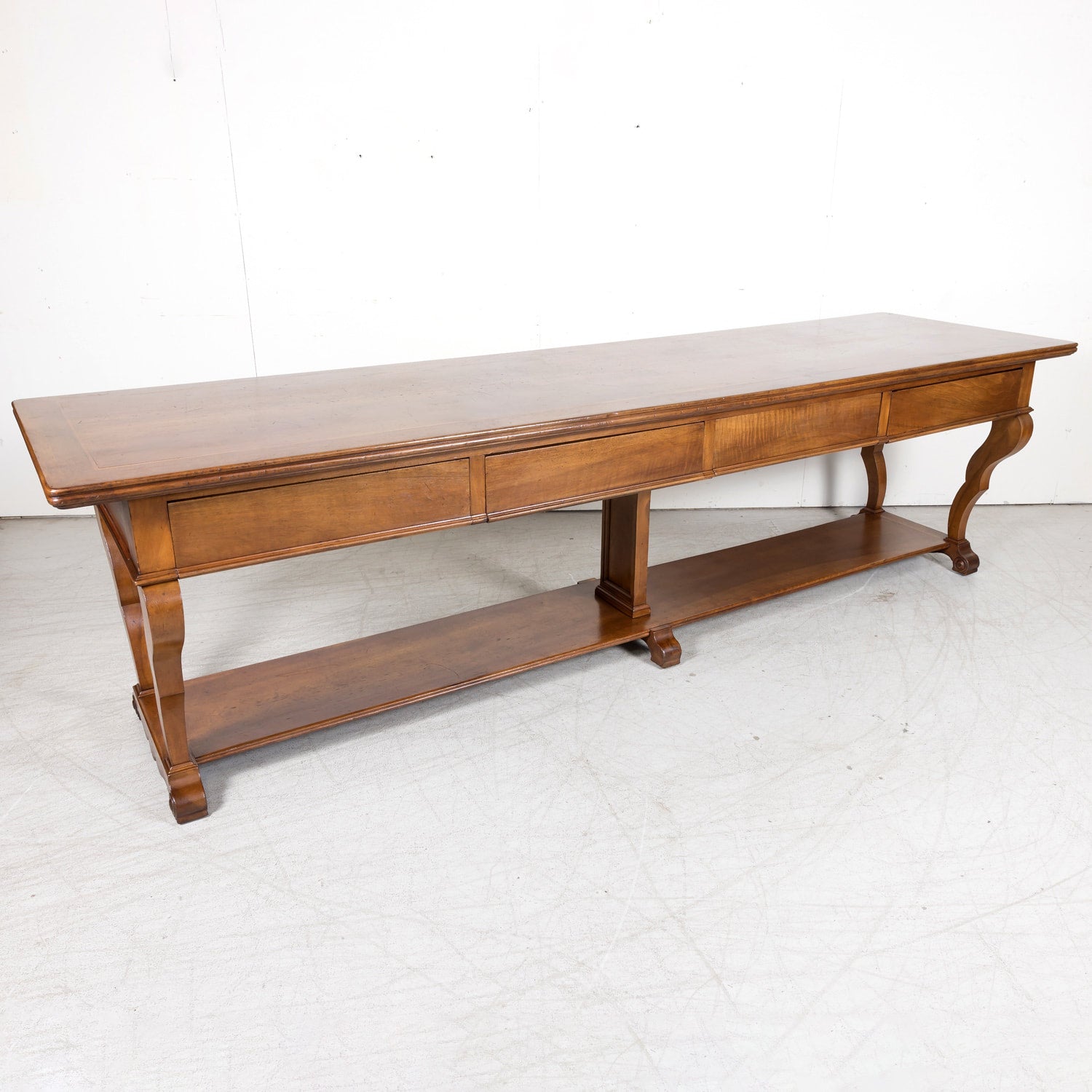 Grand 18th Century French Directoire Period Walnut Draper's Table with Marquetry Band