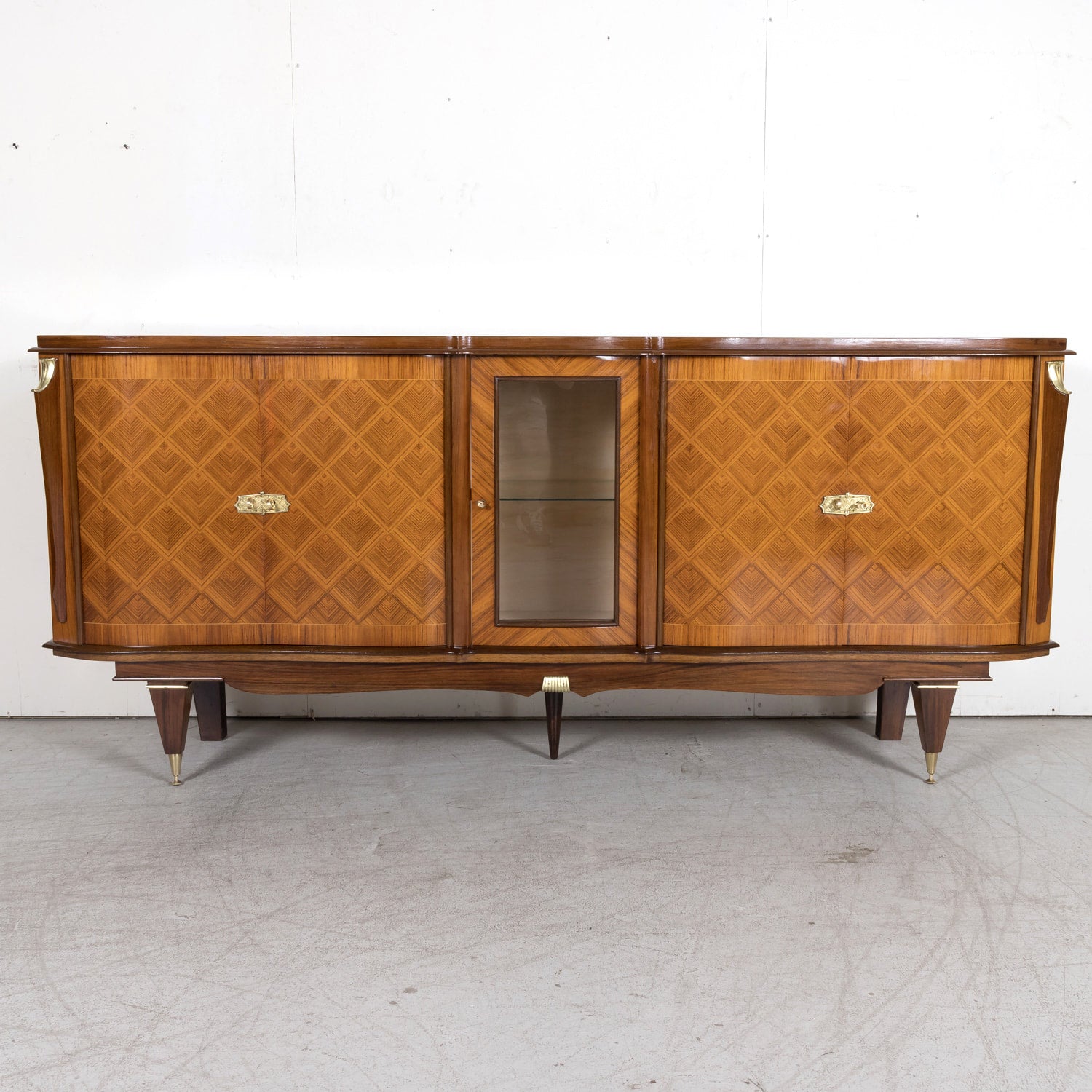 French Art Deco Mahogany and Palisander Parquetry Buffet or Sideboard