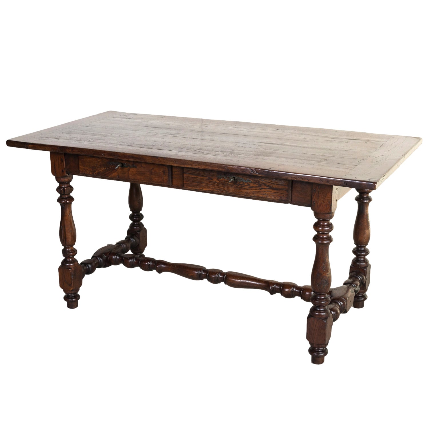 19th Century French Louis Philippe Style Oak Desk with Two Drawers