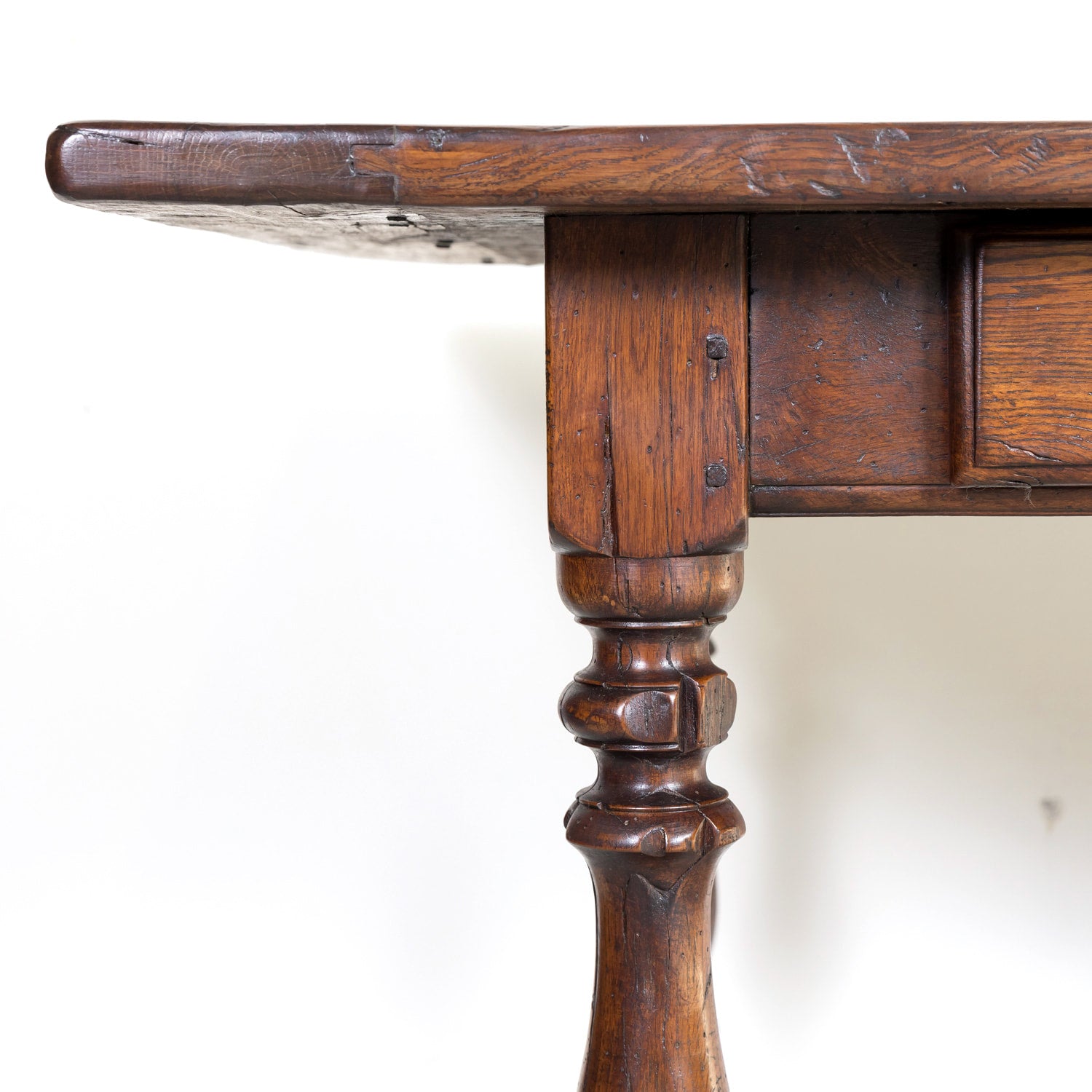 19th Century French Louis Philippe Style Oak Desk with Two Drawers