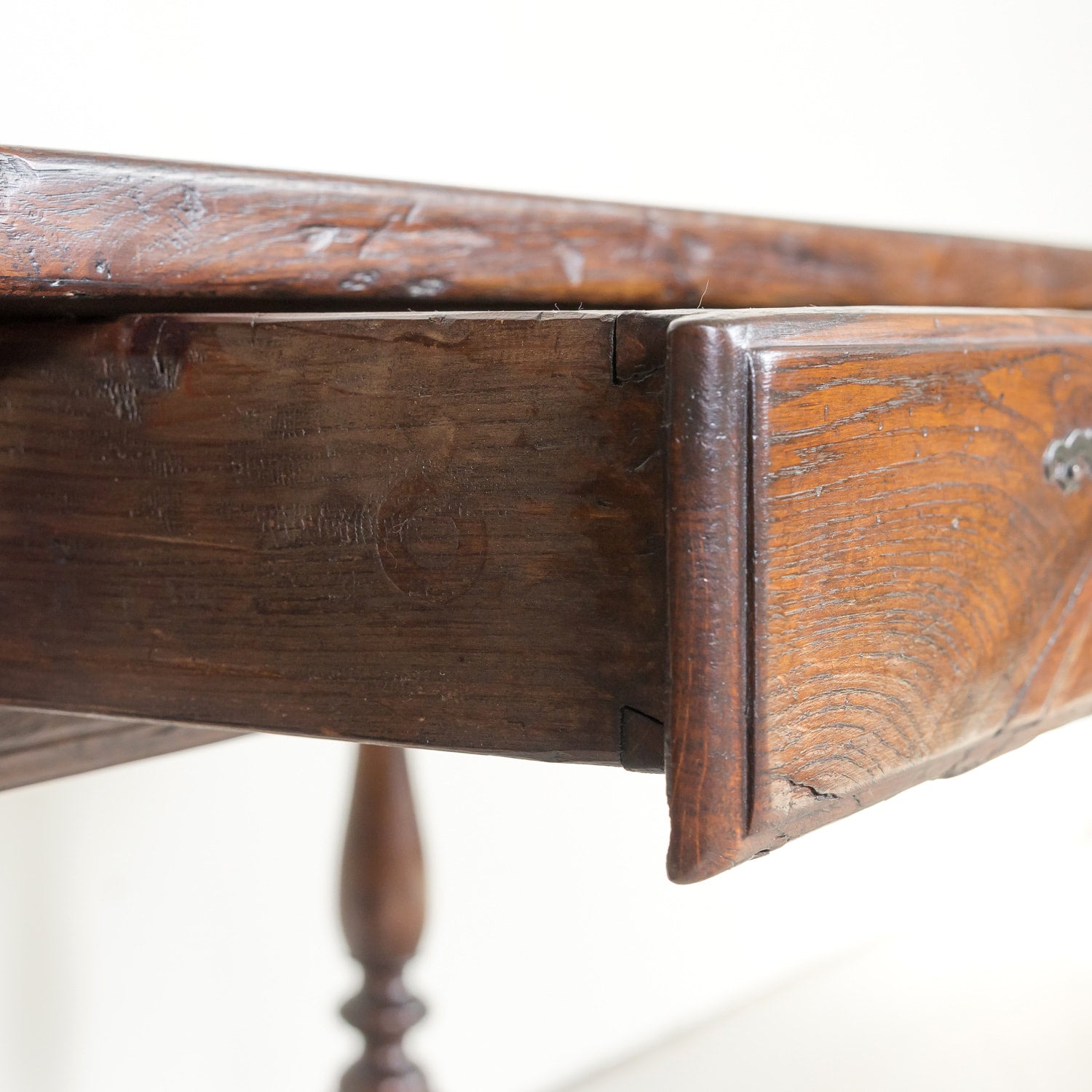 19th Century French Louis Philippe Style Oak Desk with Two Drawers