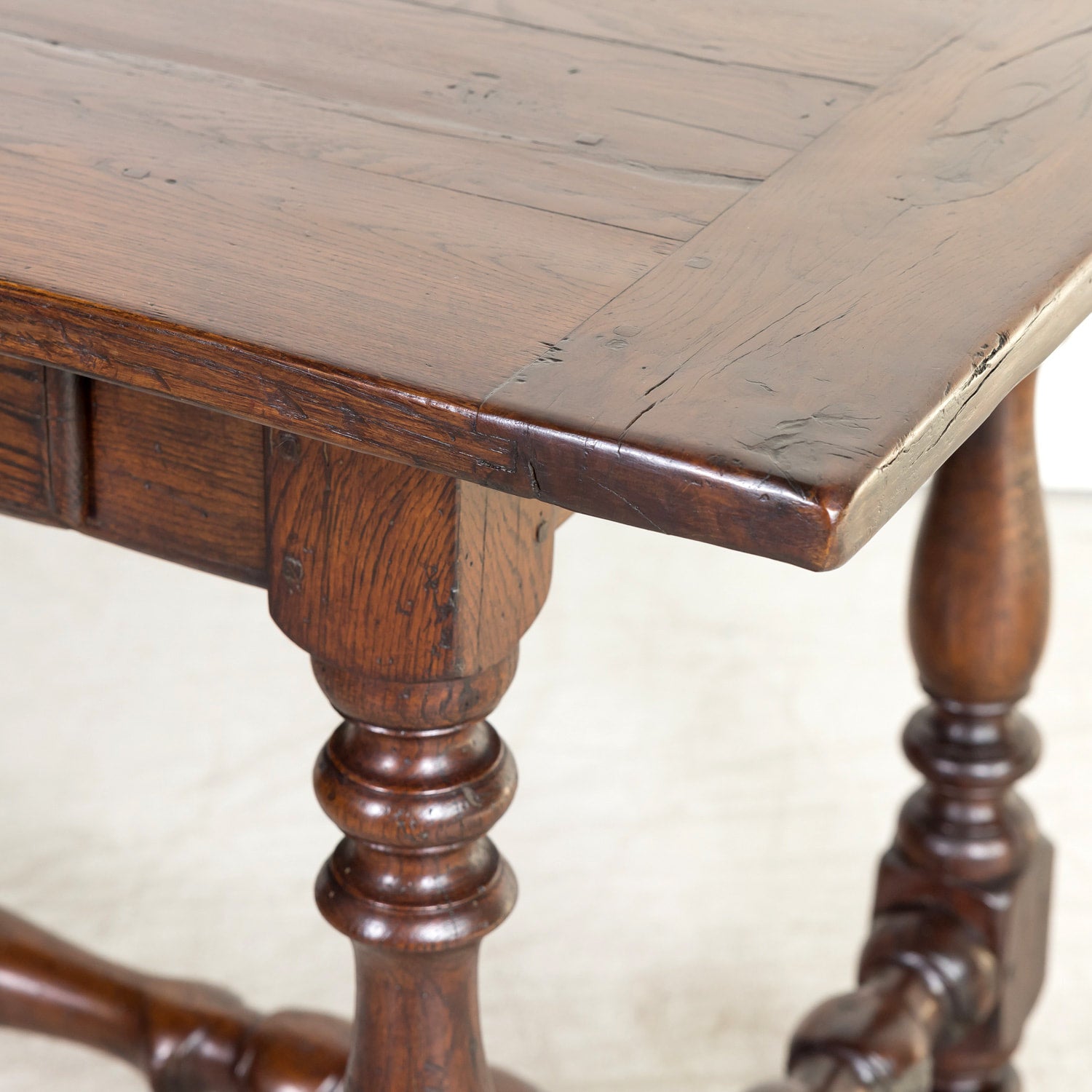 19th Century French Louis Philippe Style Oak Desk with Two Drawers