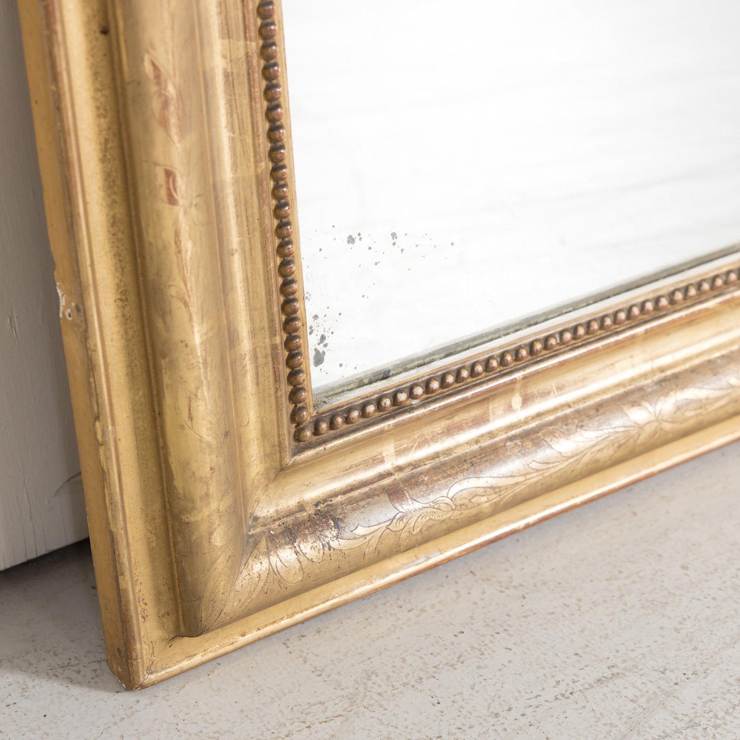 Large 19th Century French Louis Philippe Style Giltwood Mirror with Crest