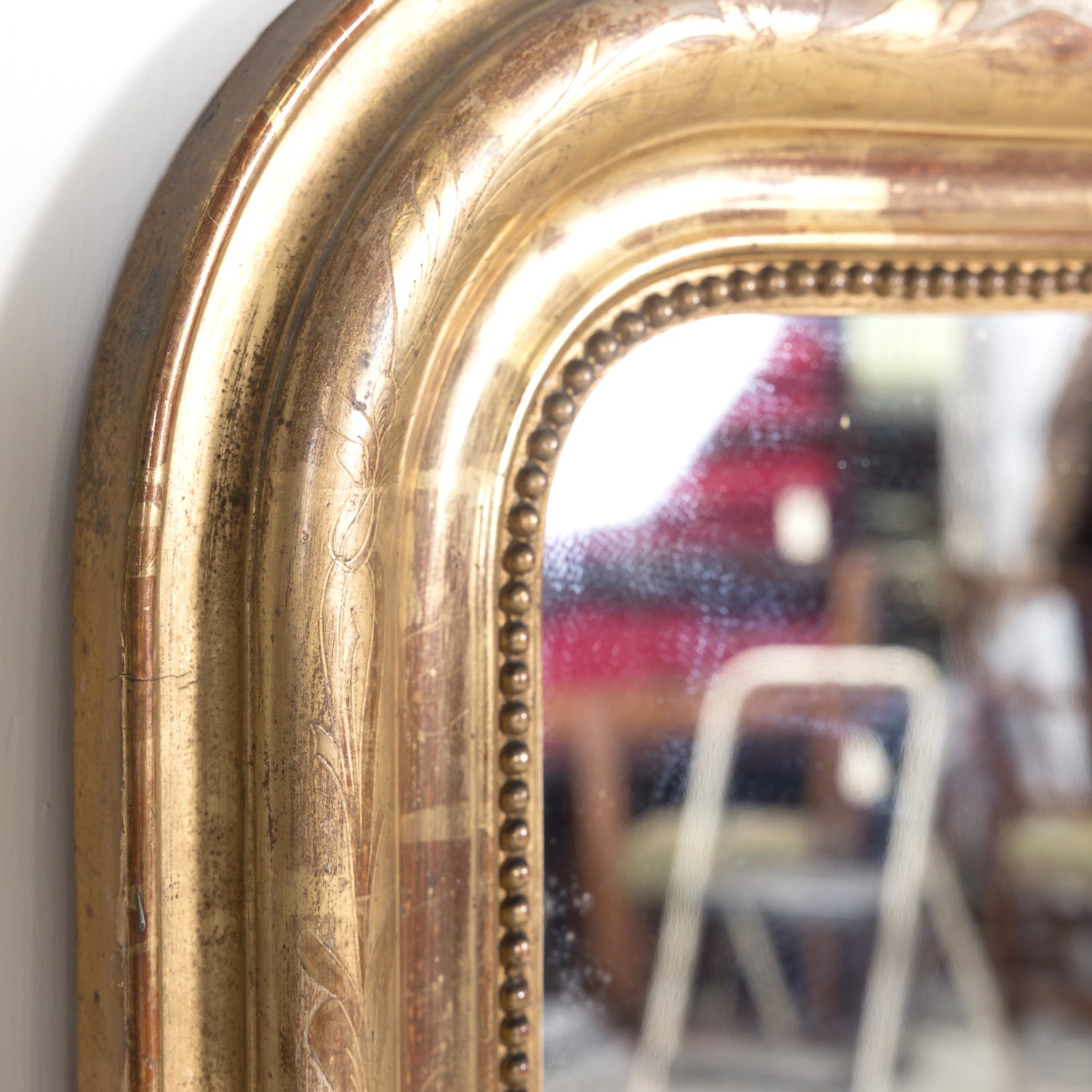 Large 19th Century French Louis Philippe Style Giltwood Mirror with Crest