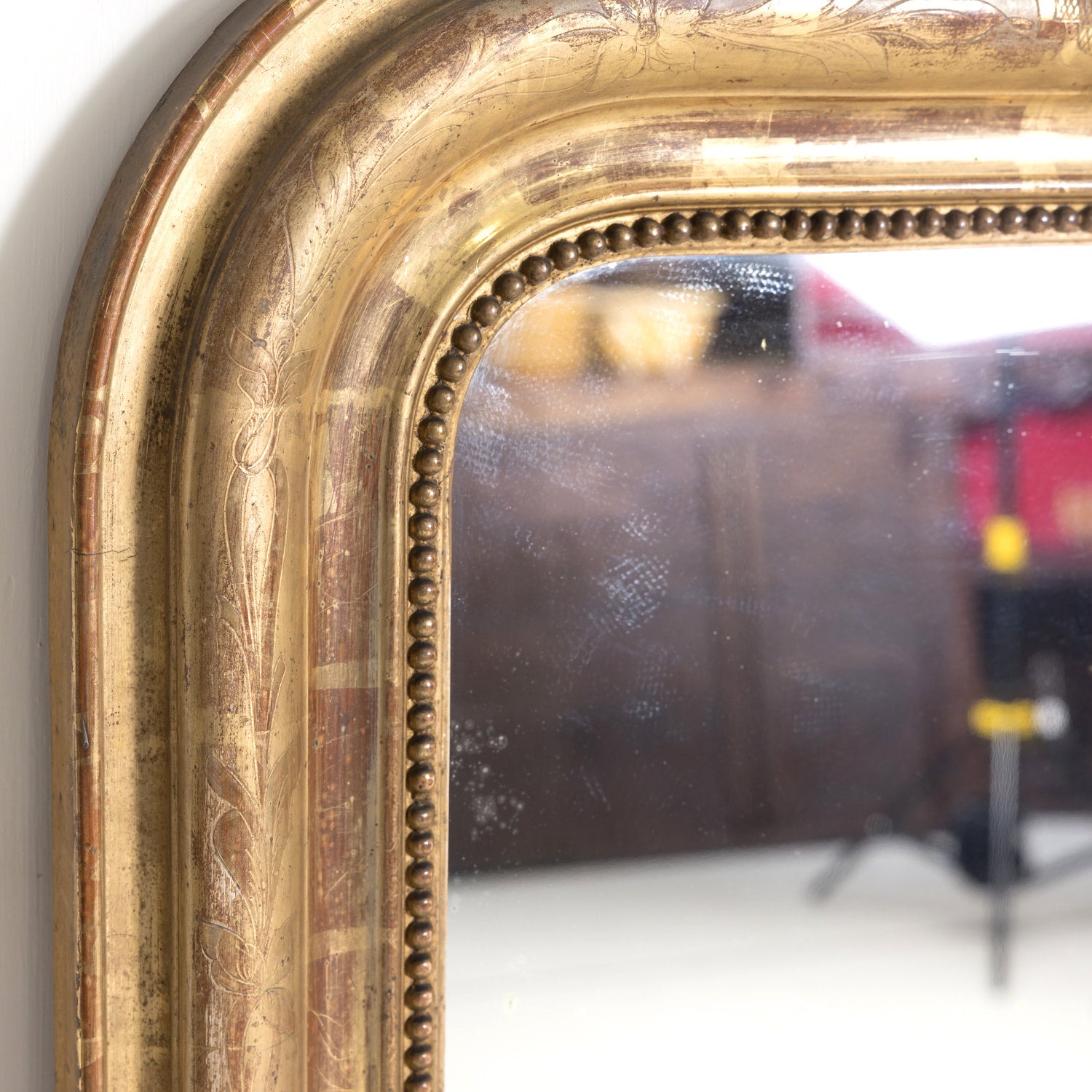 Large 19th Century French Louis Philippe Style Giltwood Mirror with Crest