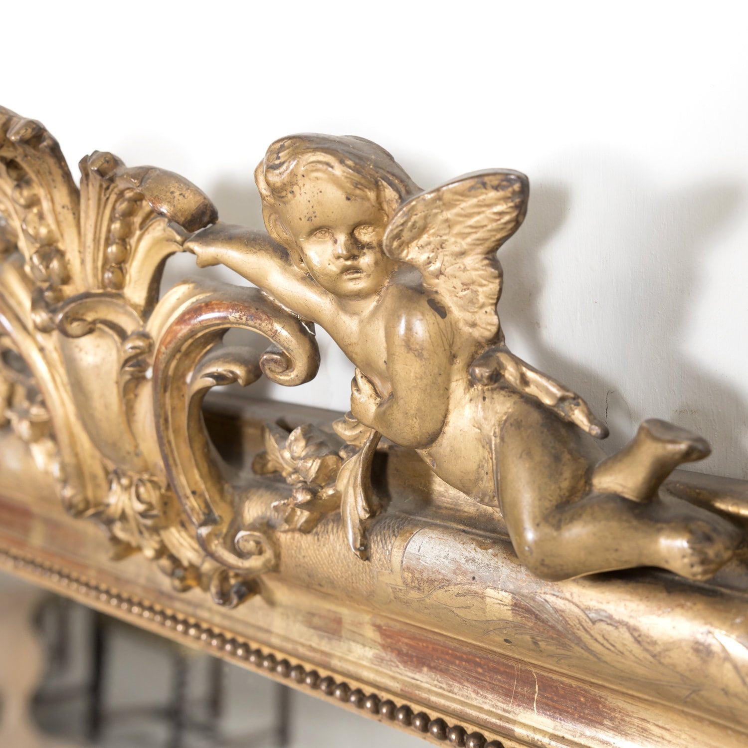 Large 19th Century French Louis Philippe Style Giltwood Mirror with Crest