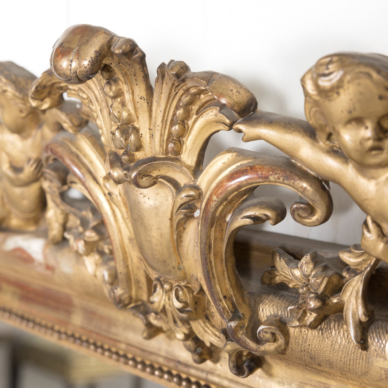 Large 19th Century French Louis Philippe Style Giltwood Mirror with Crest