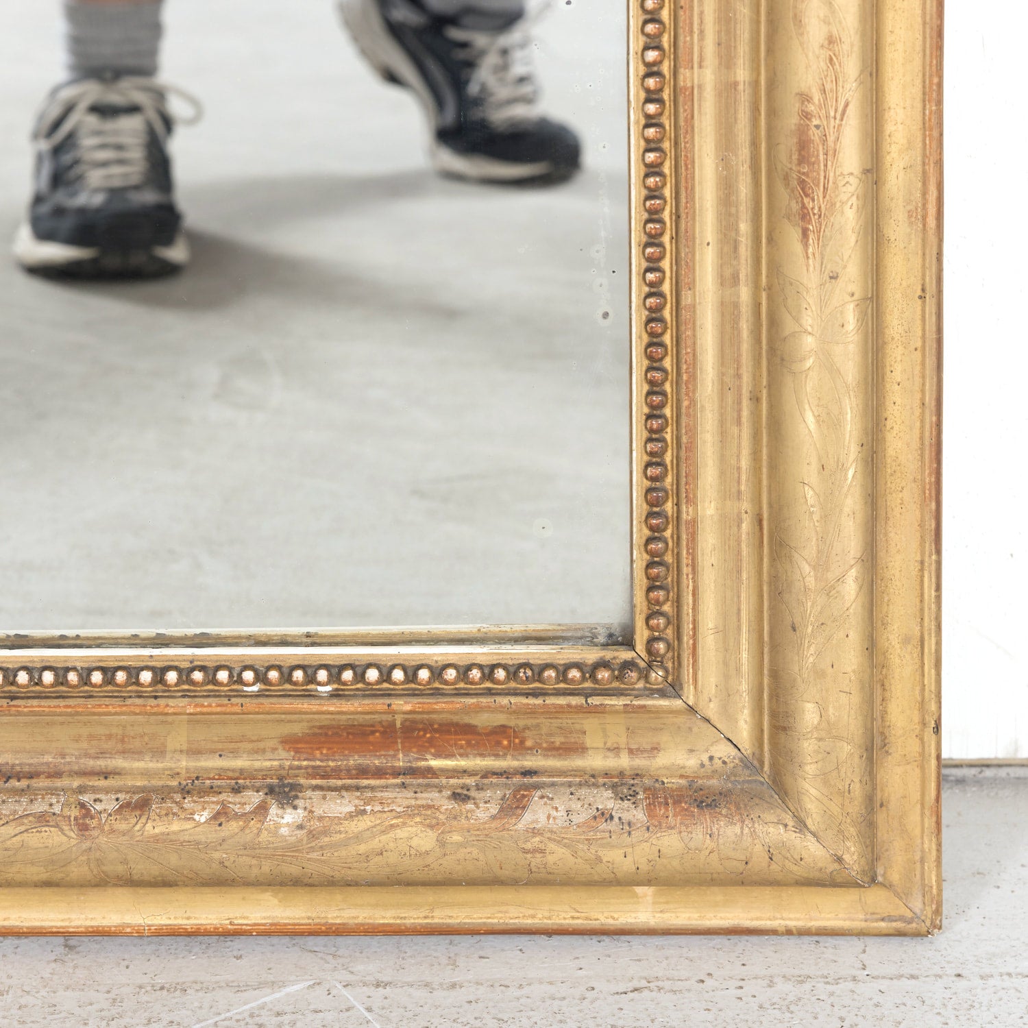 Large 19th Century French Louis Philippe Style Giltwood Mirror with Crest