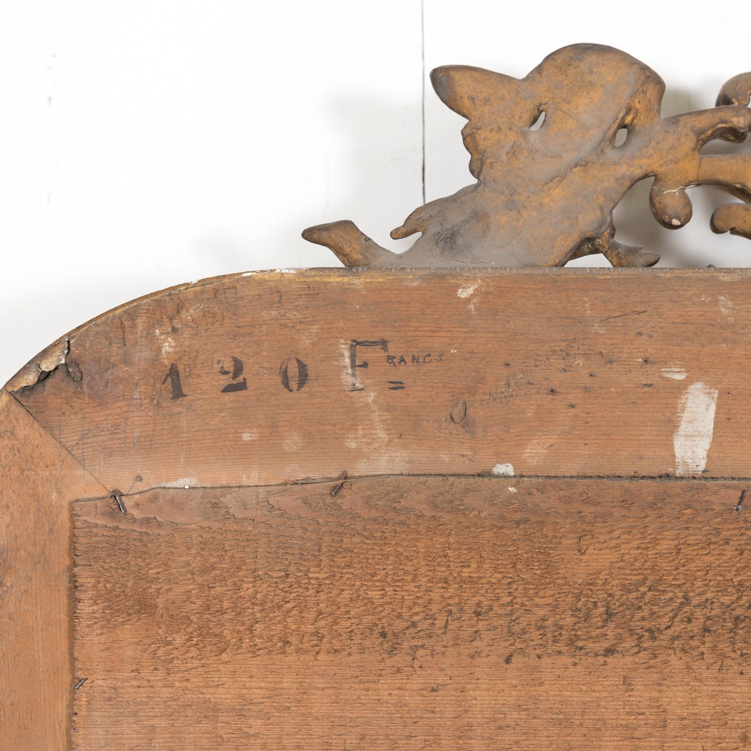 Large 19th Century French Louis Philippe Style Giltwood Mirror with Crest