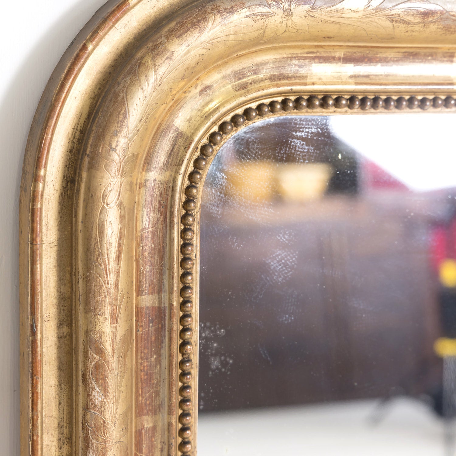 Large 19th Century French Louis Philippe Style Giltwood Mirror with Crest