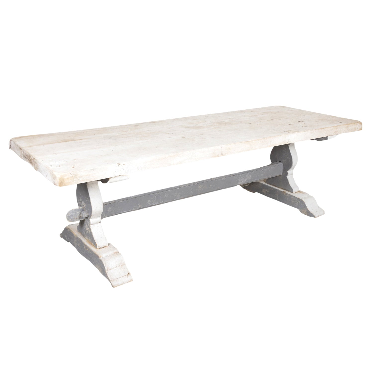 19th Century French Painted Trestle Dining Table