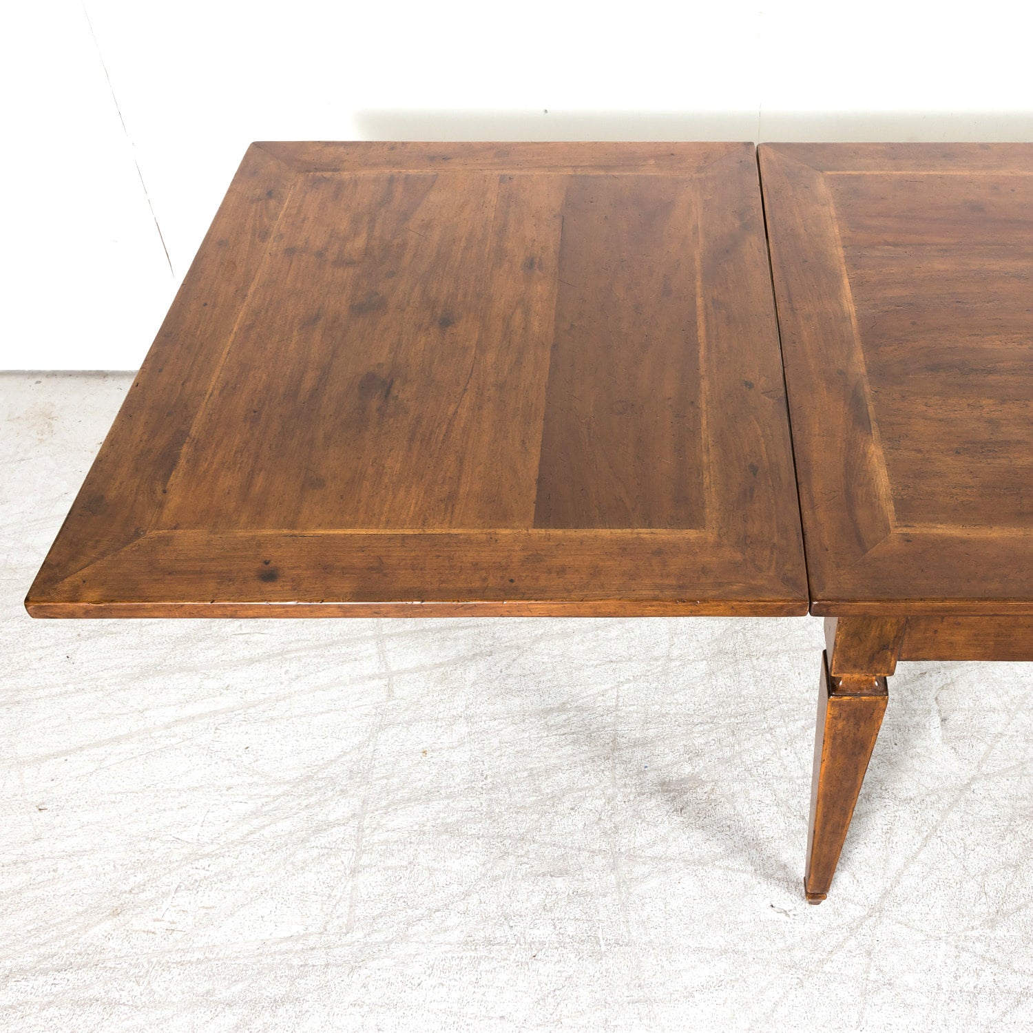 19th Century French Louis XVI Style Walnut Draw Leaf or Refectory Dining Table with Light Walnut Parquetry Bands