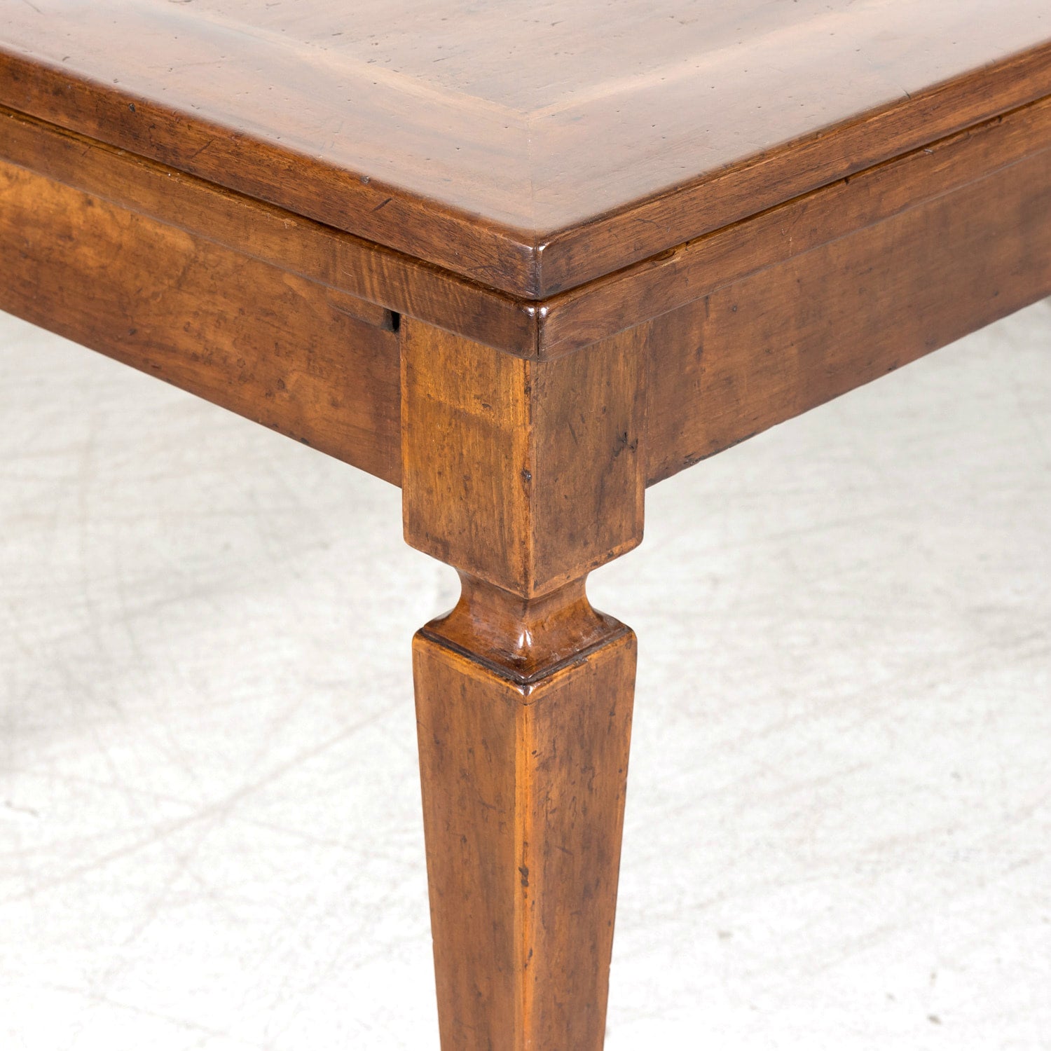 19th Century French Louis XVI Style Walnut Draw Leaf or Refectory Dining Table with Light Walnut Parquetry Bands