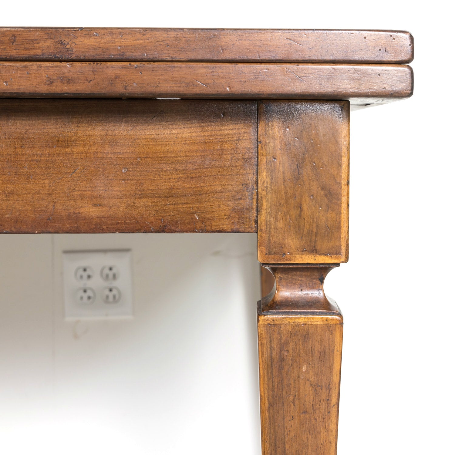 19th Century French Louis XVI Style Walnut Draw Leaf or Refectory Dining Table with Light Walnut Parquetry Bands