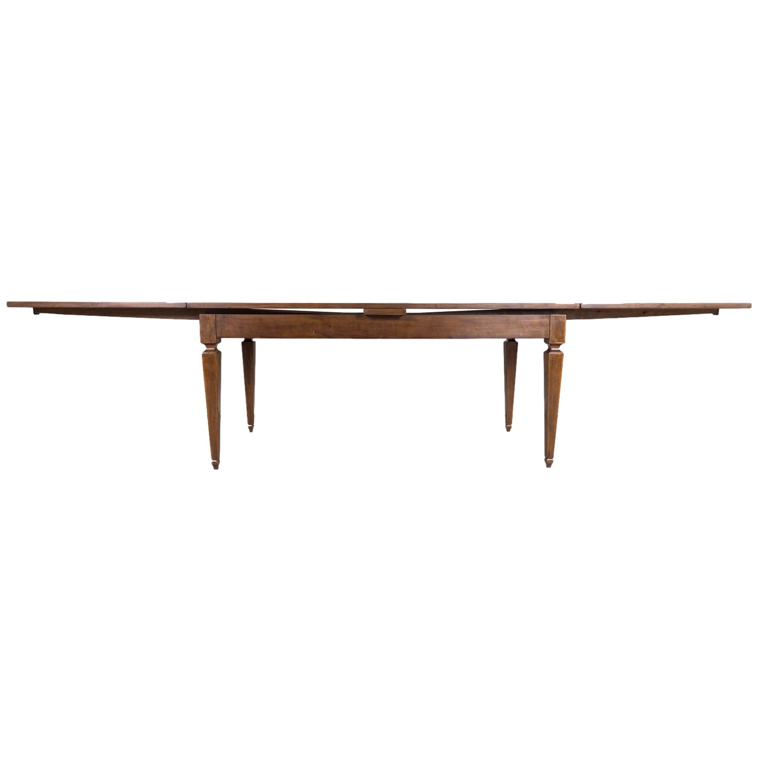 19th Century French Louis XVI Style Walnut Draw Leaf or Refectory Dining Table with Light Walnut Parquetry Bands
