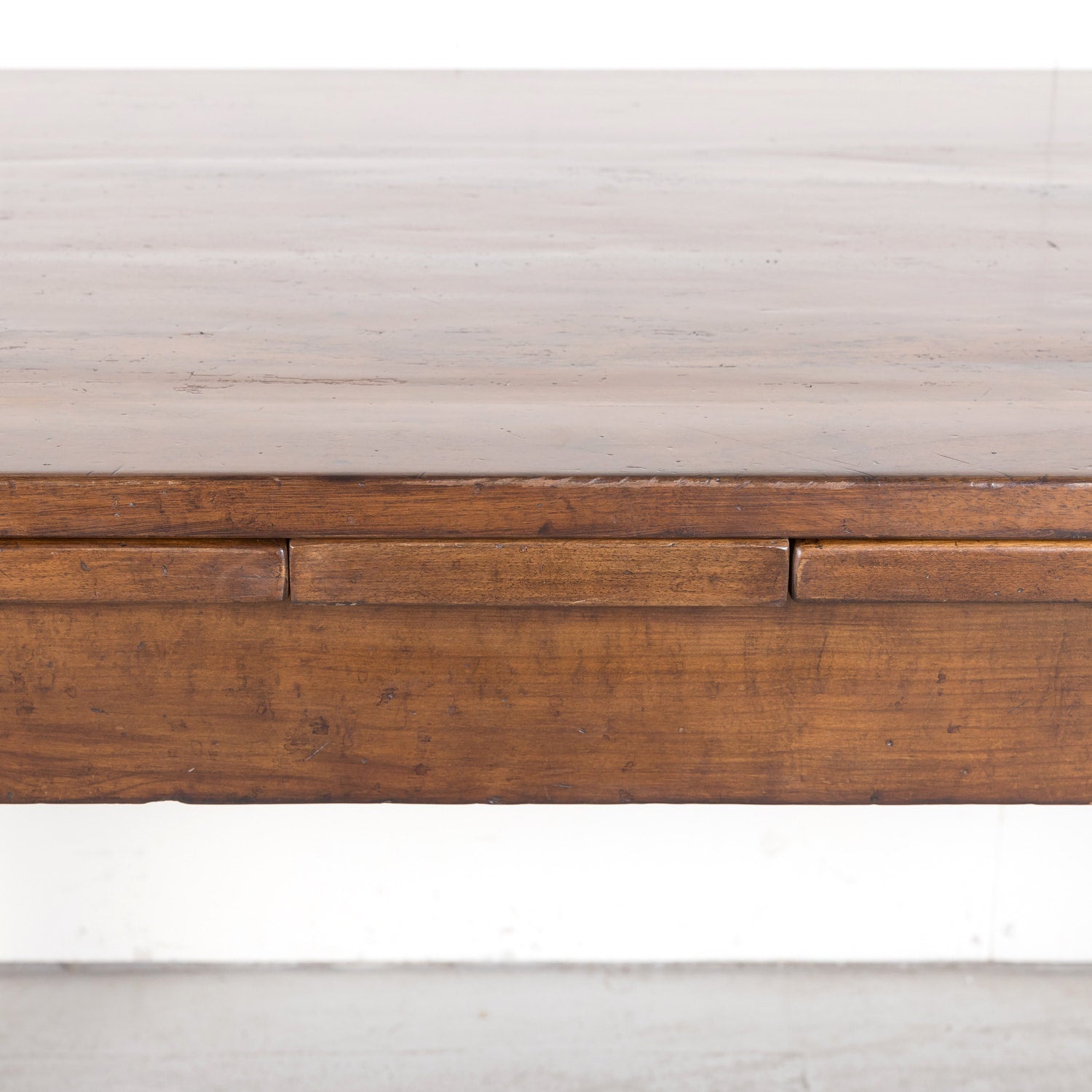 19th Century French Louis XVI Style Walnut Draw Leaf or Refectory Dining Table with Light Walnut Parquetry Bands