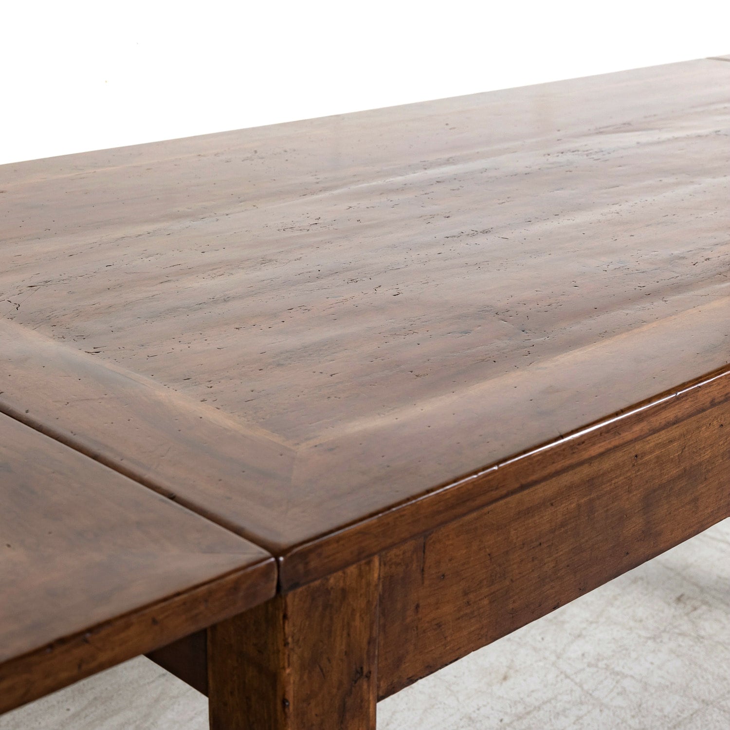 19th Century French Louis XVI Style Walnut Draw Leaf or Refectory Dining Table with Light Walnut Parquetry Bands