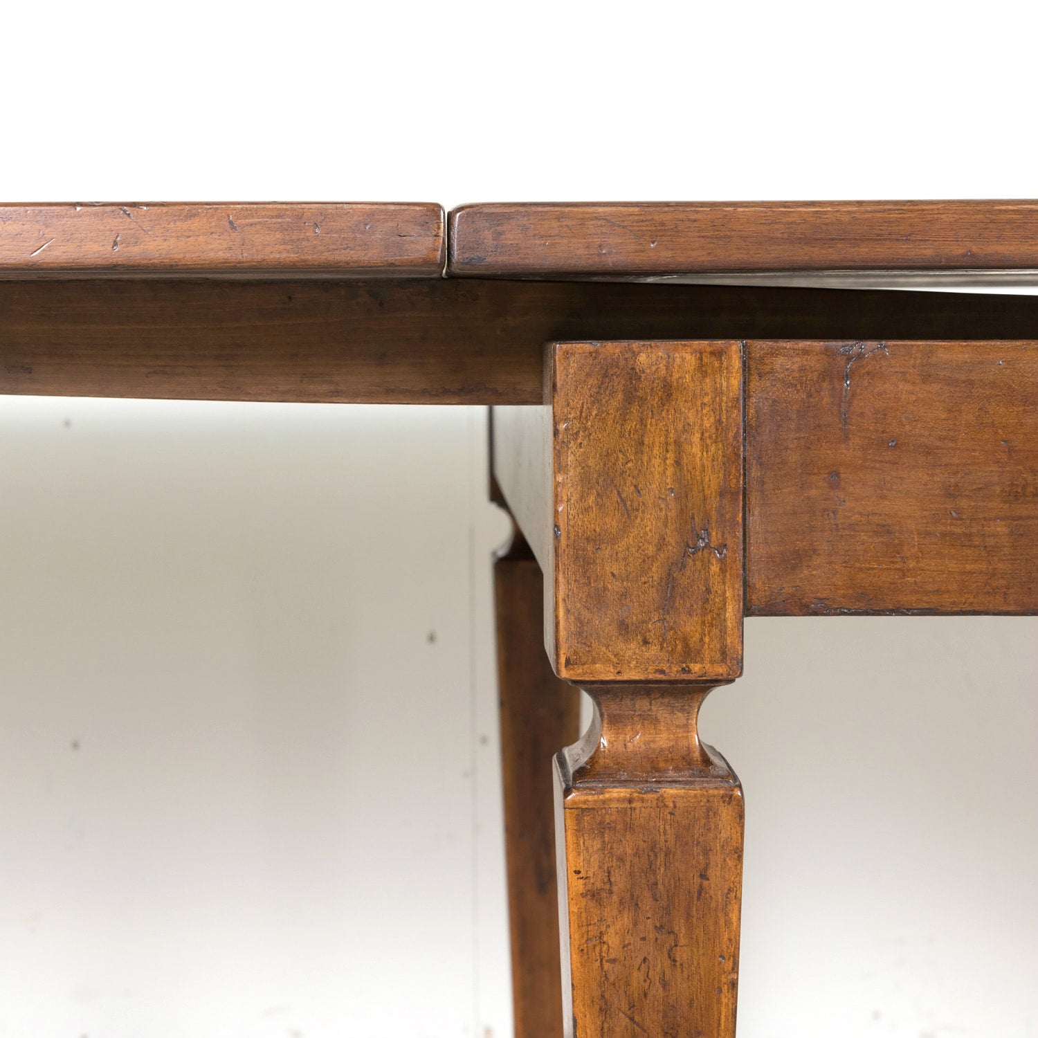 19th Century French Louis XVI Style Walnut Draw Leaf or Refectory Dining Table with Light Walnut Parquetry Bands
