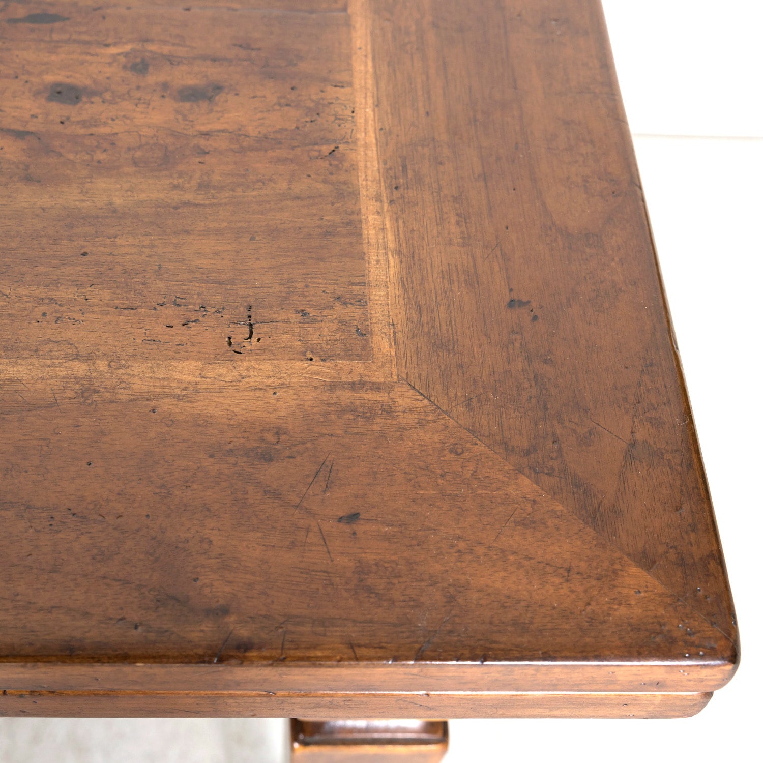 19th Century French Louis XVI Style Walnut Draw Leaf or Refectory Dining Table with Light Walnut Parquetry Bands