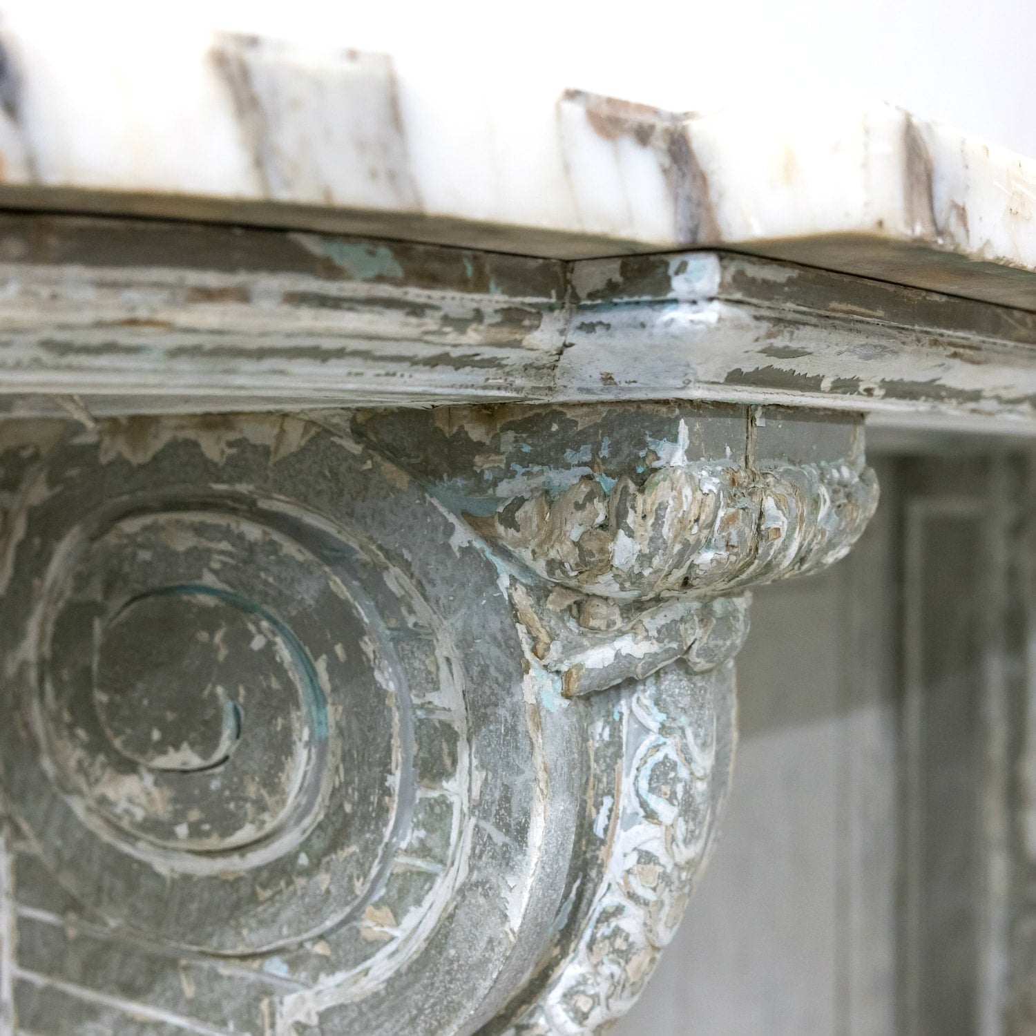 Fine 19th Century French Regence Style Painted Console with Calacatta Marble Top