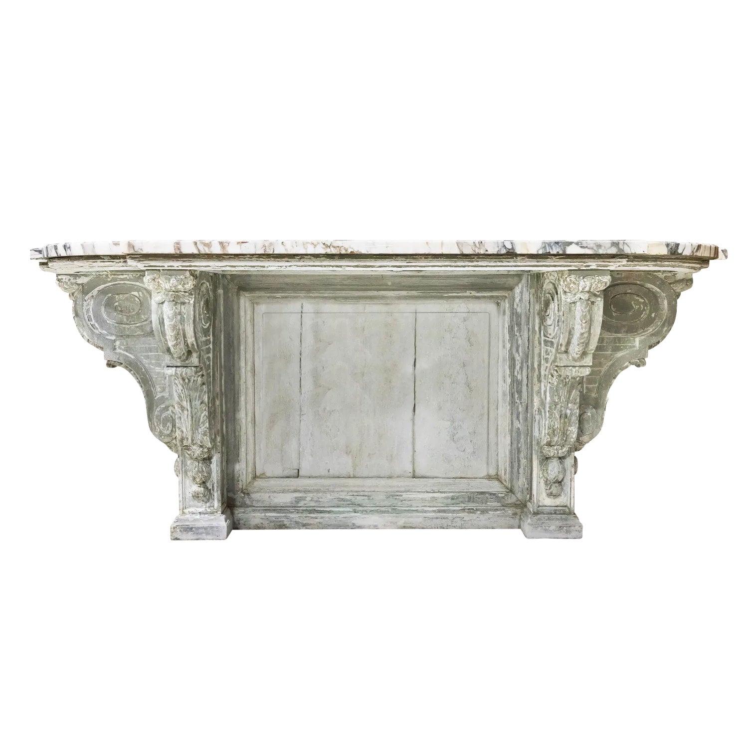Fine 19th Century French Regence Style Painted Console with Calacatta Marble Top