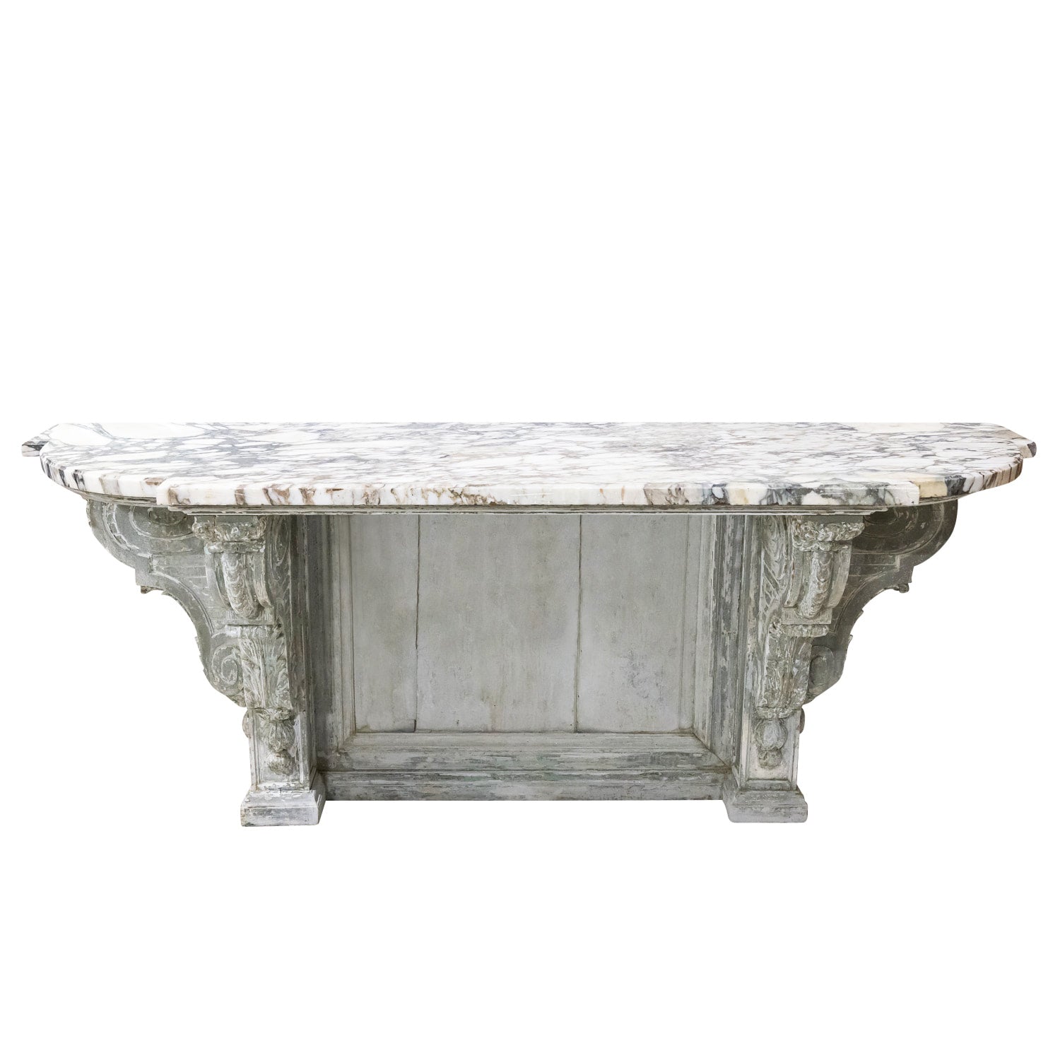 Fine 19th Century French Regence Style Painted Console with Calacatta Marble Top