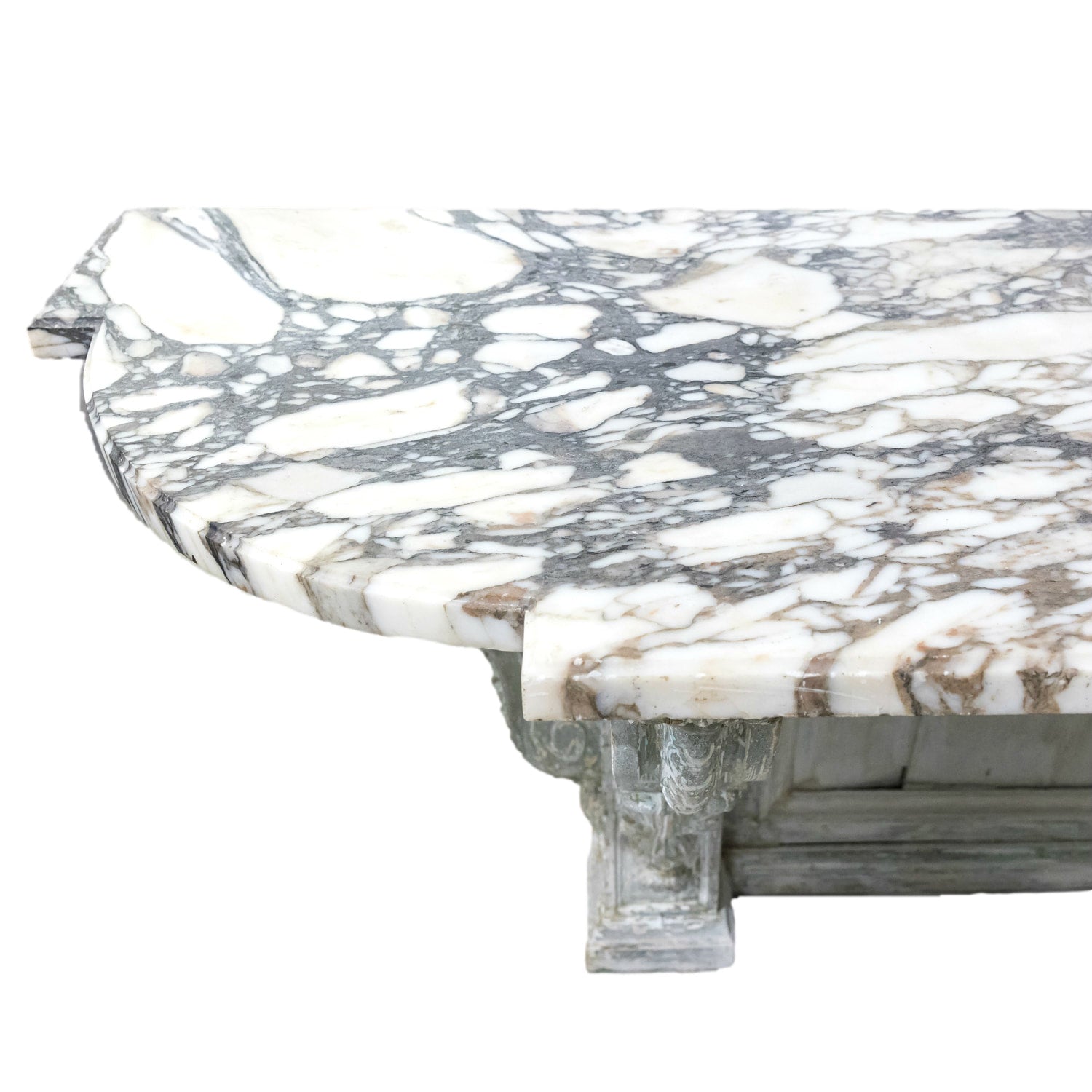 Fine 19th Century French Regence Style Painted Console with Calacatta Marble Top