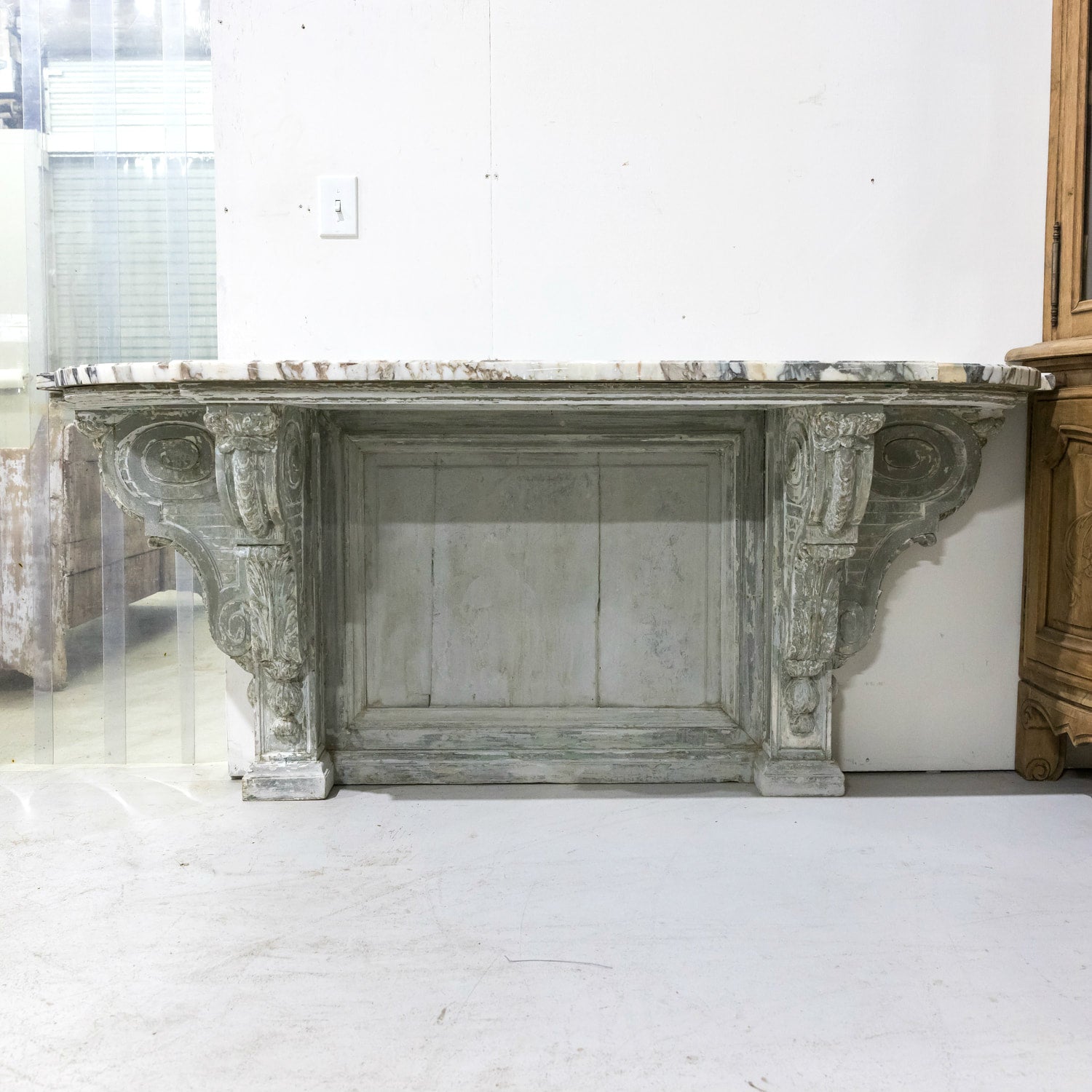 Fine 19th Century French Regence Style Painted Console with Calacatta Marble Top