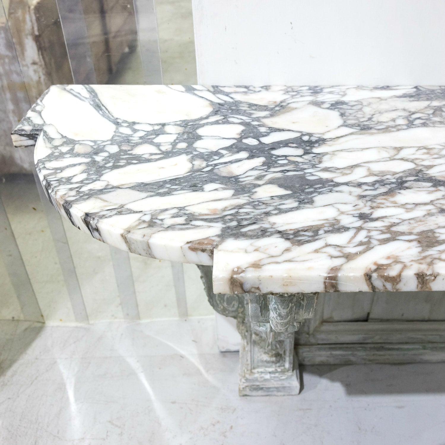 Fine 19th Century French Regence Style Painted Console with Calacatta Marble Top