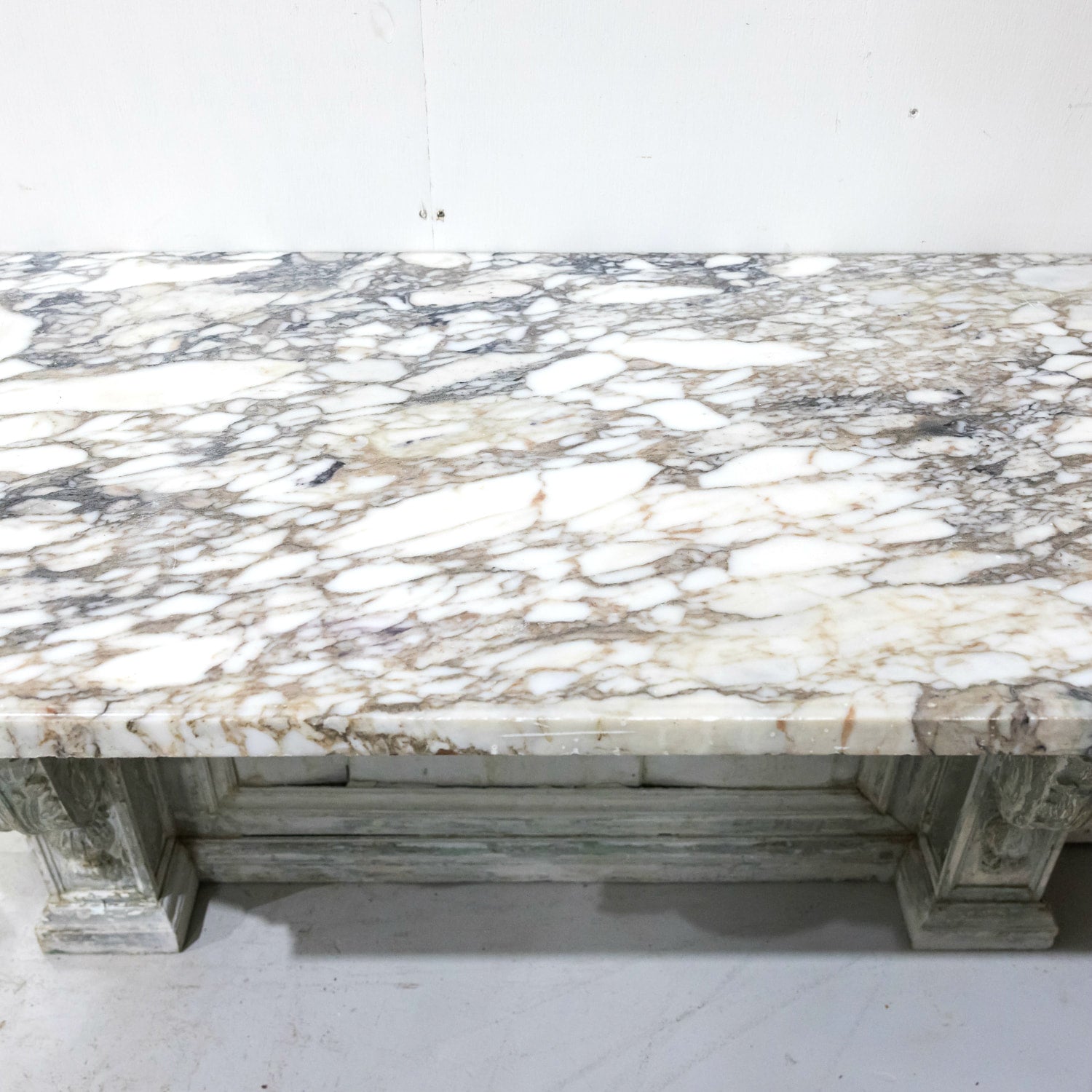 Fine 19th Century French Regence Style Painted Console with Calacatta Marble Top