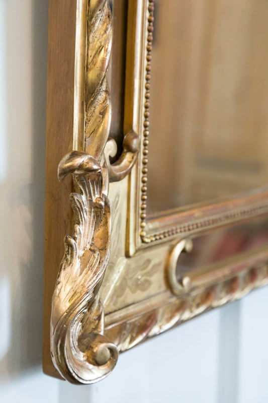 19th Century French Napoleon III Giltwood Pareclose Mirror