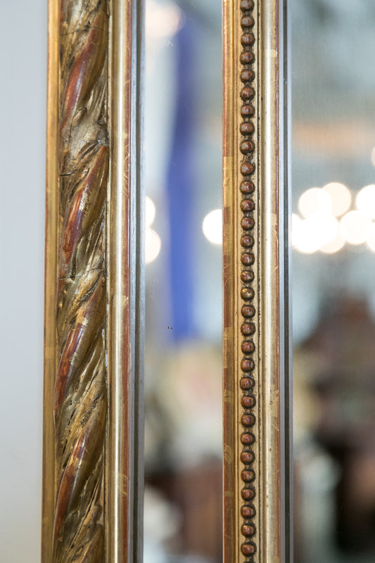 19th Century French Napoleon III Giltwood Pareclose Mirror