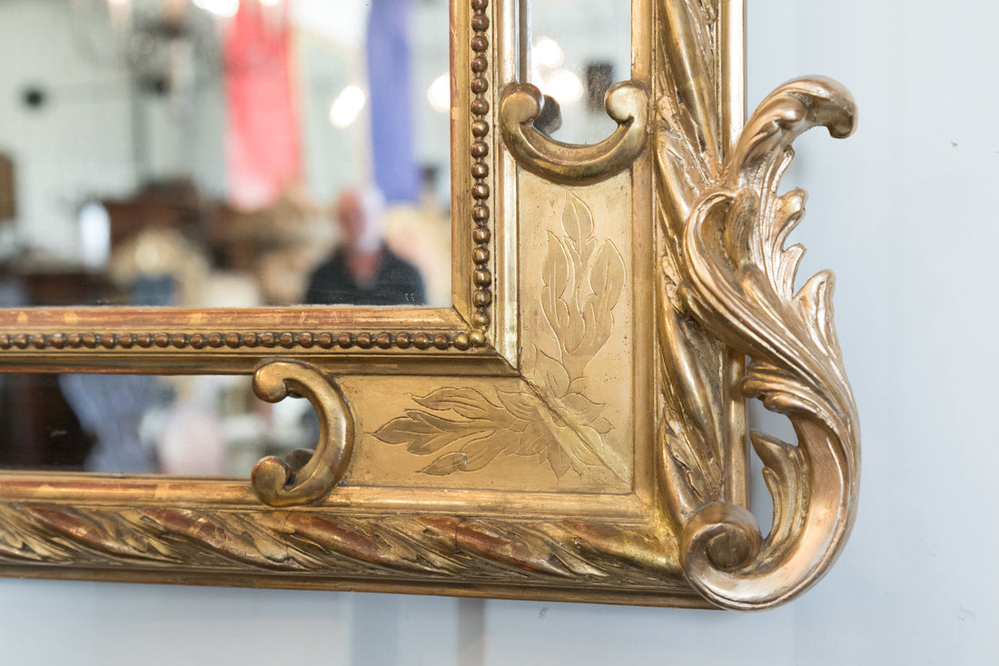 19th Century French Napoleon III Giltwood Pareclose Mirror