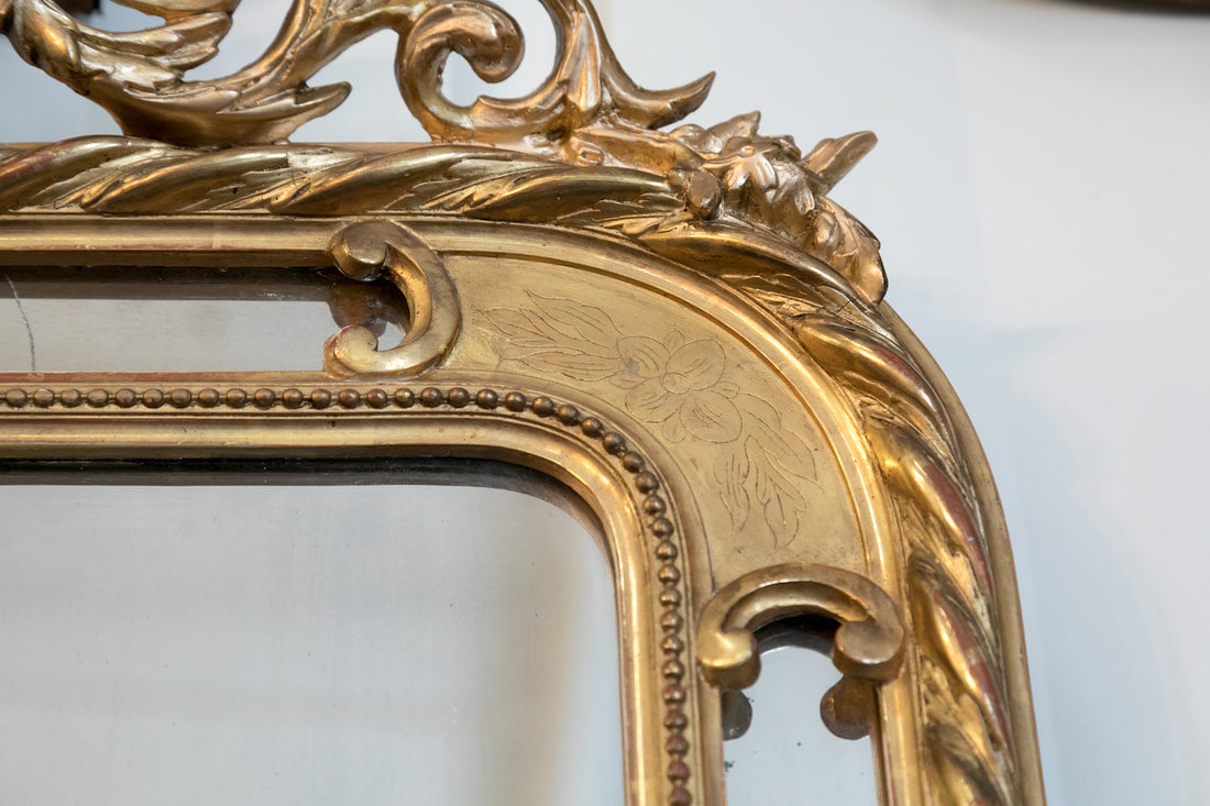 19th Century French Napoleon III Giltwood Pareclose Mirror