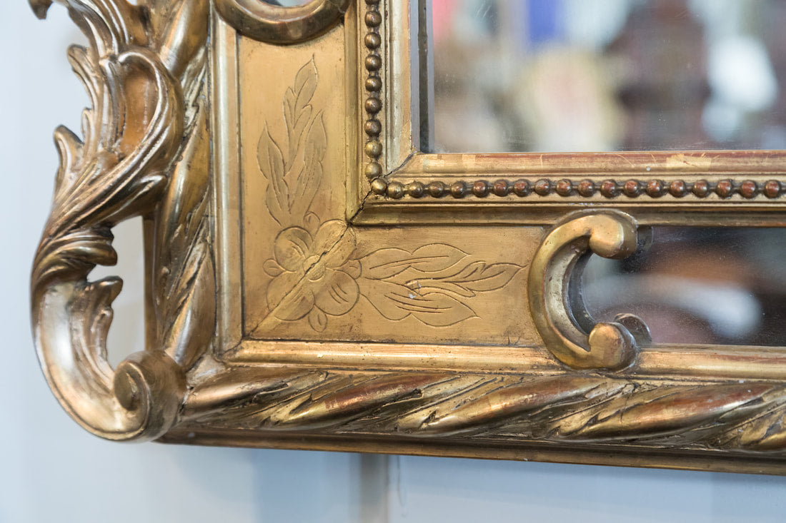 19th Century French Napoleon III Giltwood Pareclose Mirror