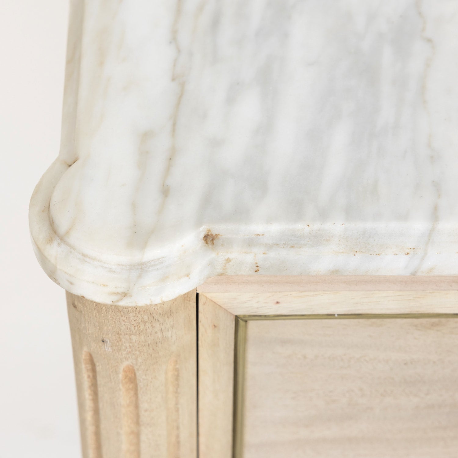 Antique French Louis XVI Style Bleached Mahogany Three Drawer Commode with Carrara Marble Top