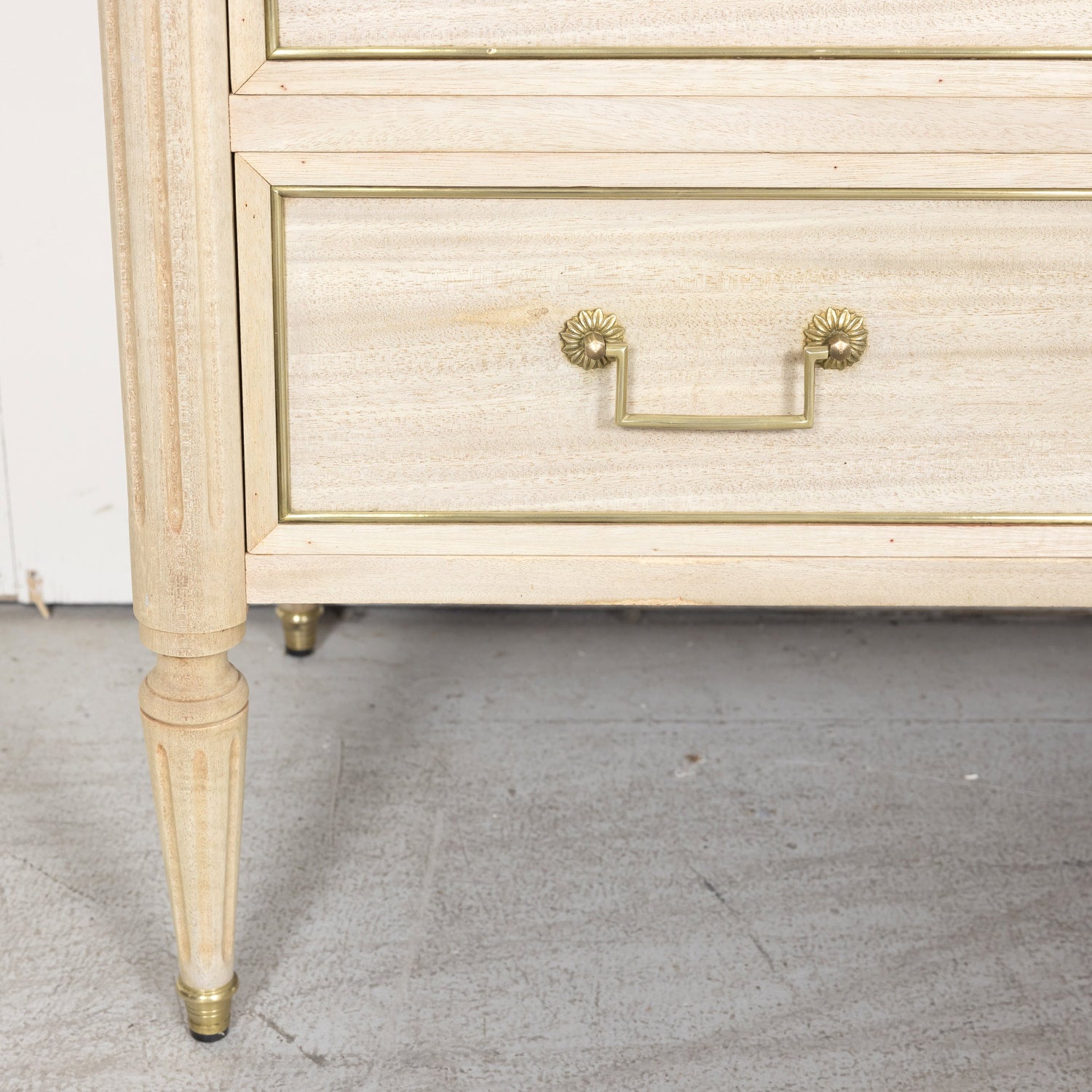 Antique French Louis XVI Style Bleached Mahogany Three Drawer Commode with Carrara Marble Top