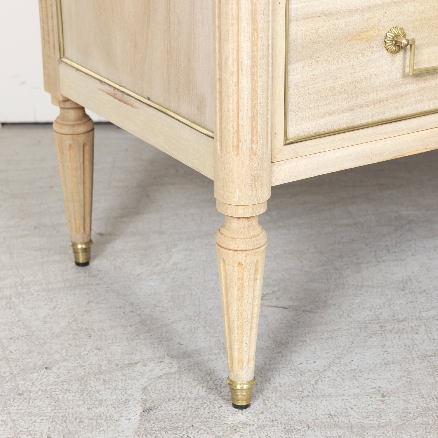 Antique French Louis XVI Style Bleached Mahogany Three Drawer Commode with Carrara Marble Top