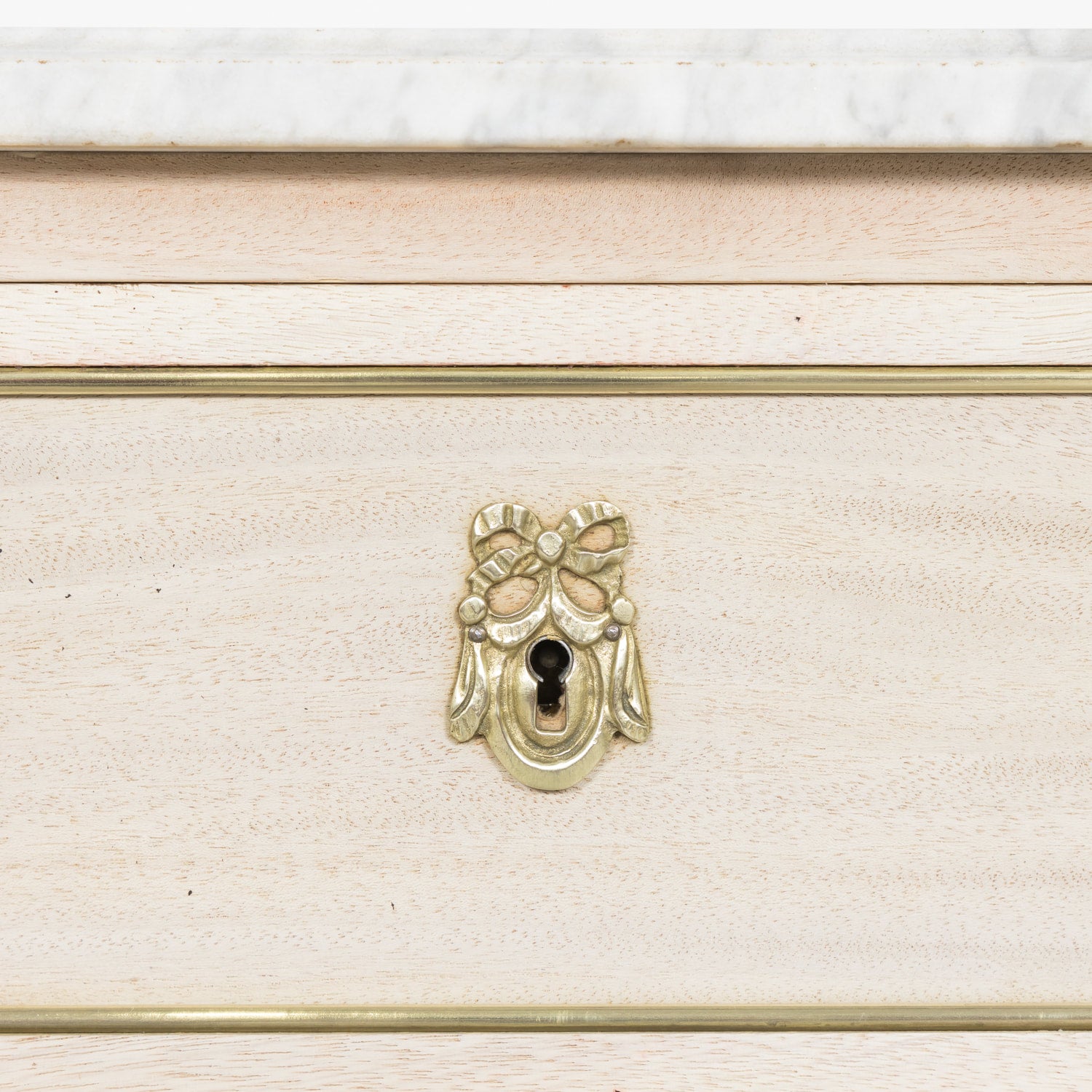 Antique French Louis XVI Style Bleached Mahogany Three Drawer Commode with Carrara Marble Top