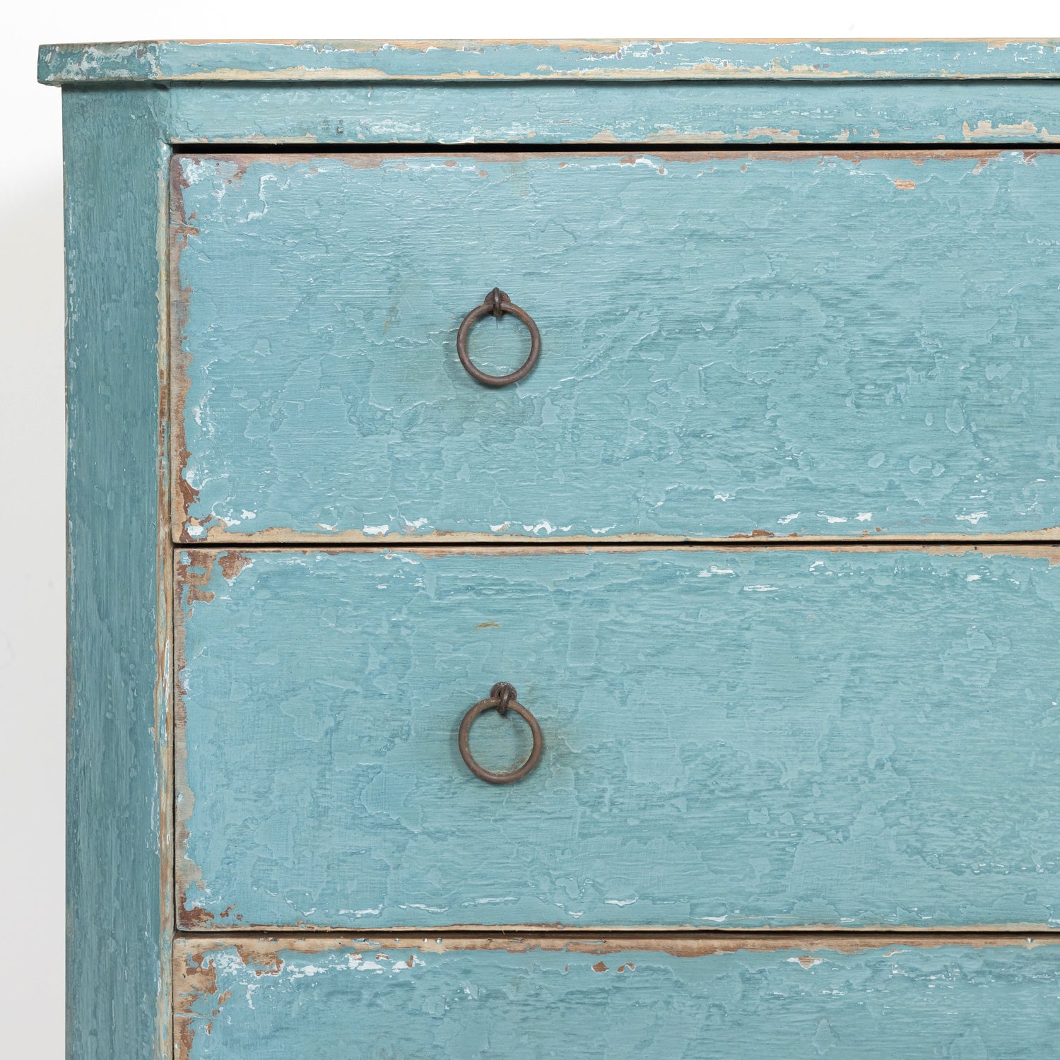 Pair of Late 19th Century French Louis XVI Style Aqua or Teal Painted Three-Drawer Commodes