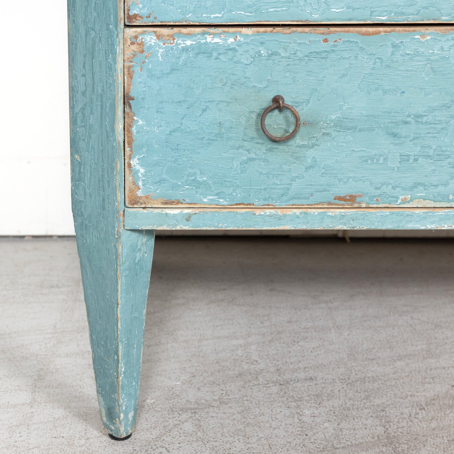 Pair of Late 19th Century French Louis XVI Style Aqua or Teal Painted Three-Drawer Commodes