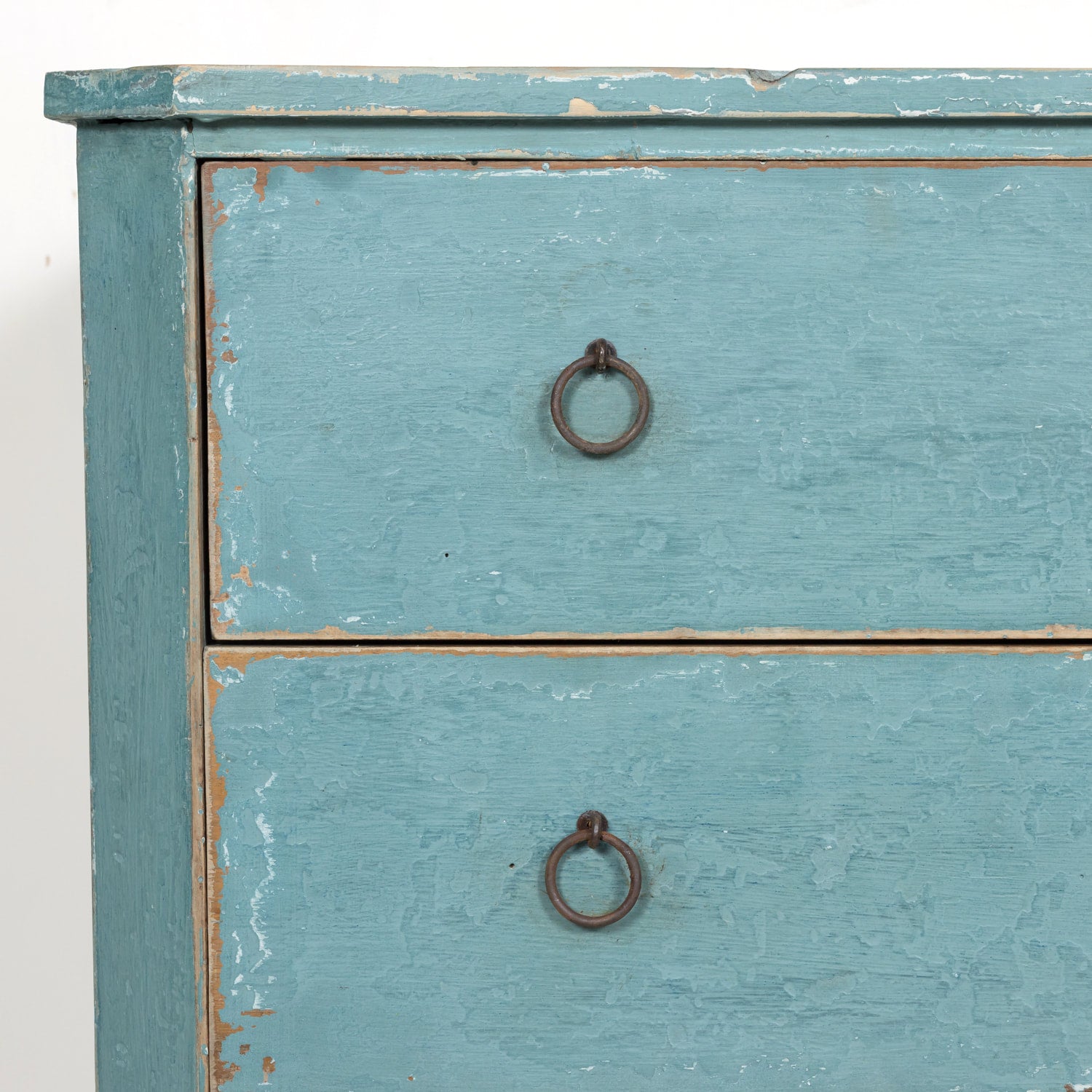 Pair of Late 19th Century French Louis XVI Style Aqua or Teal Painted Three-Drawer Commodes