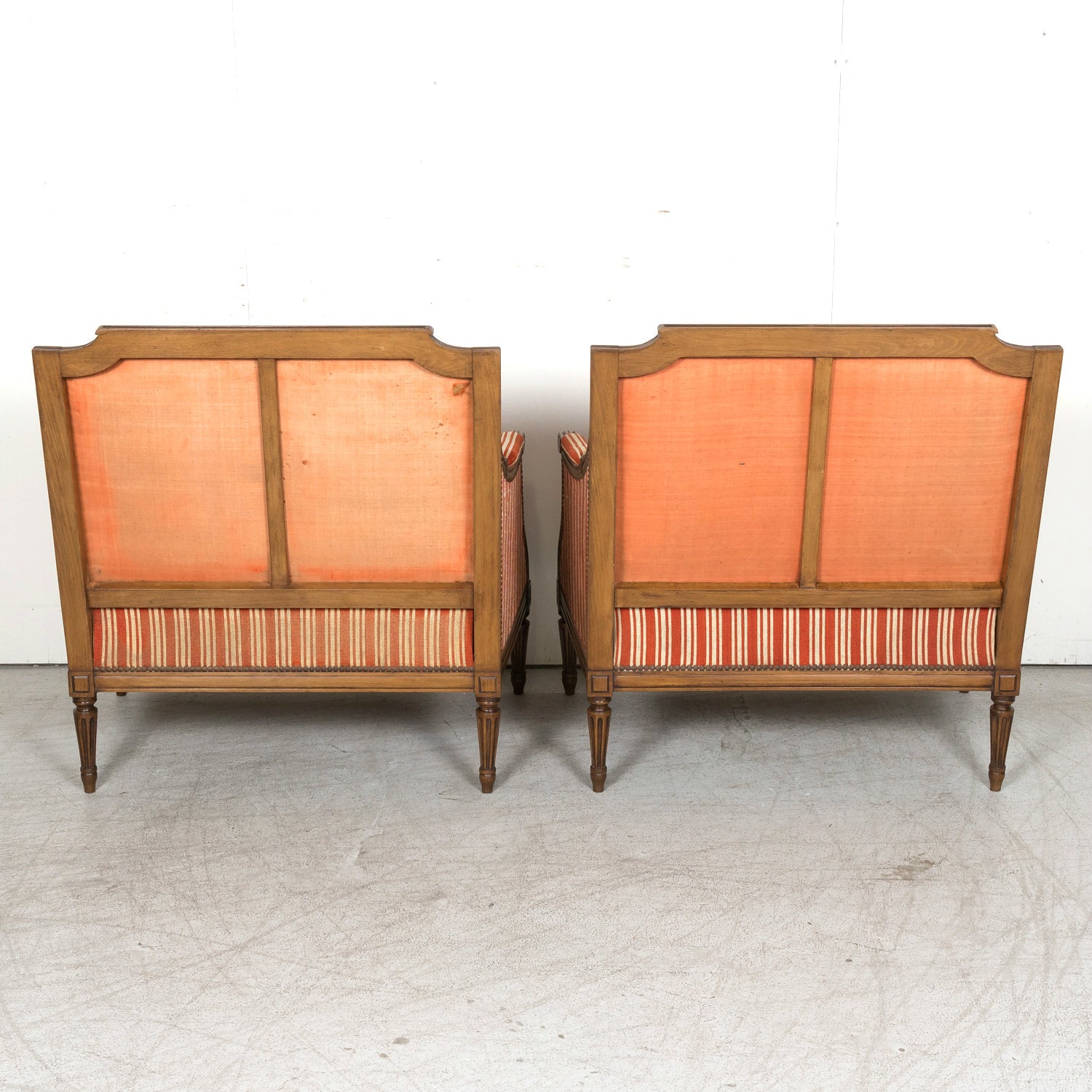 Pair of 19th Century French Louis XVI Style Oversized Bergere Marquise Armchairs