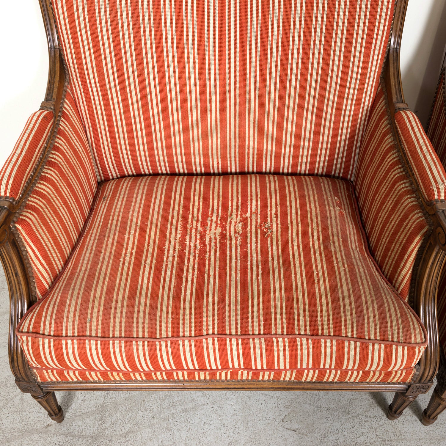 Pair of 19th Century French Louis XVI Style Oversized Bergere Marquise Armchairs