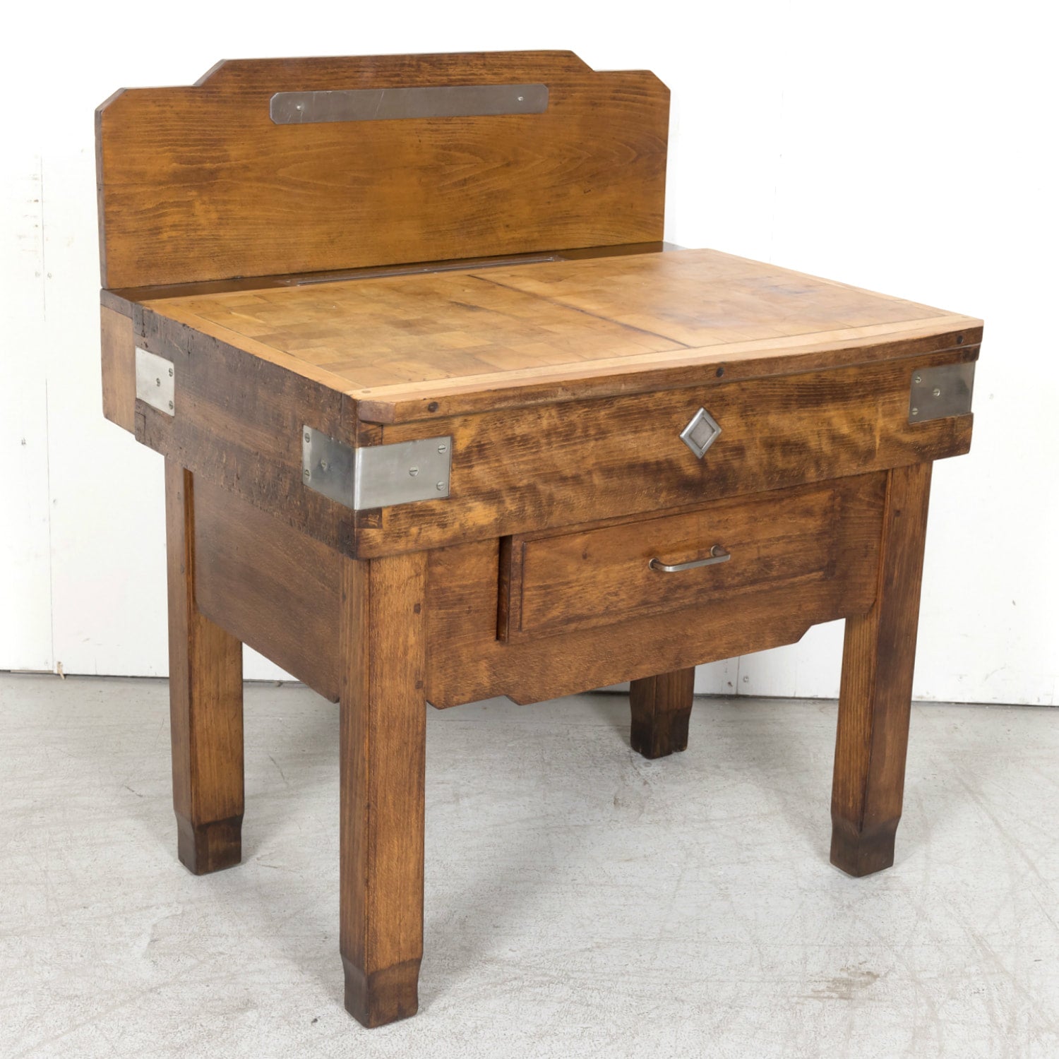 1920s French Art Deco Period Billot de Boucher or Butcher Table