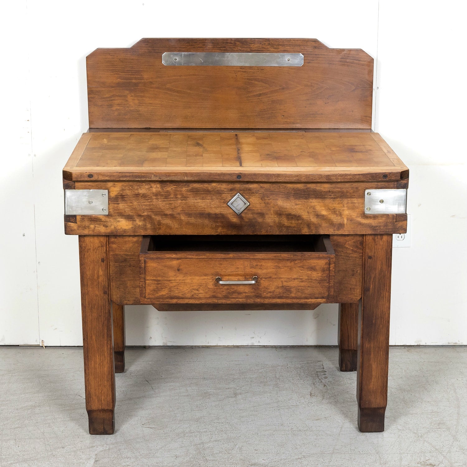 1920s French Art Deco Period Billot de Boucher or Butcher Table